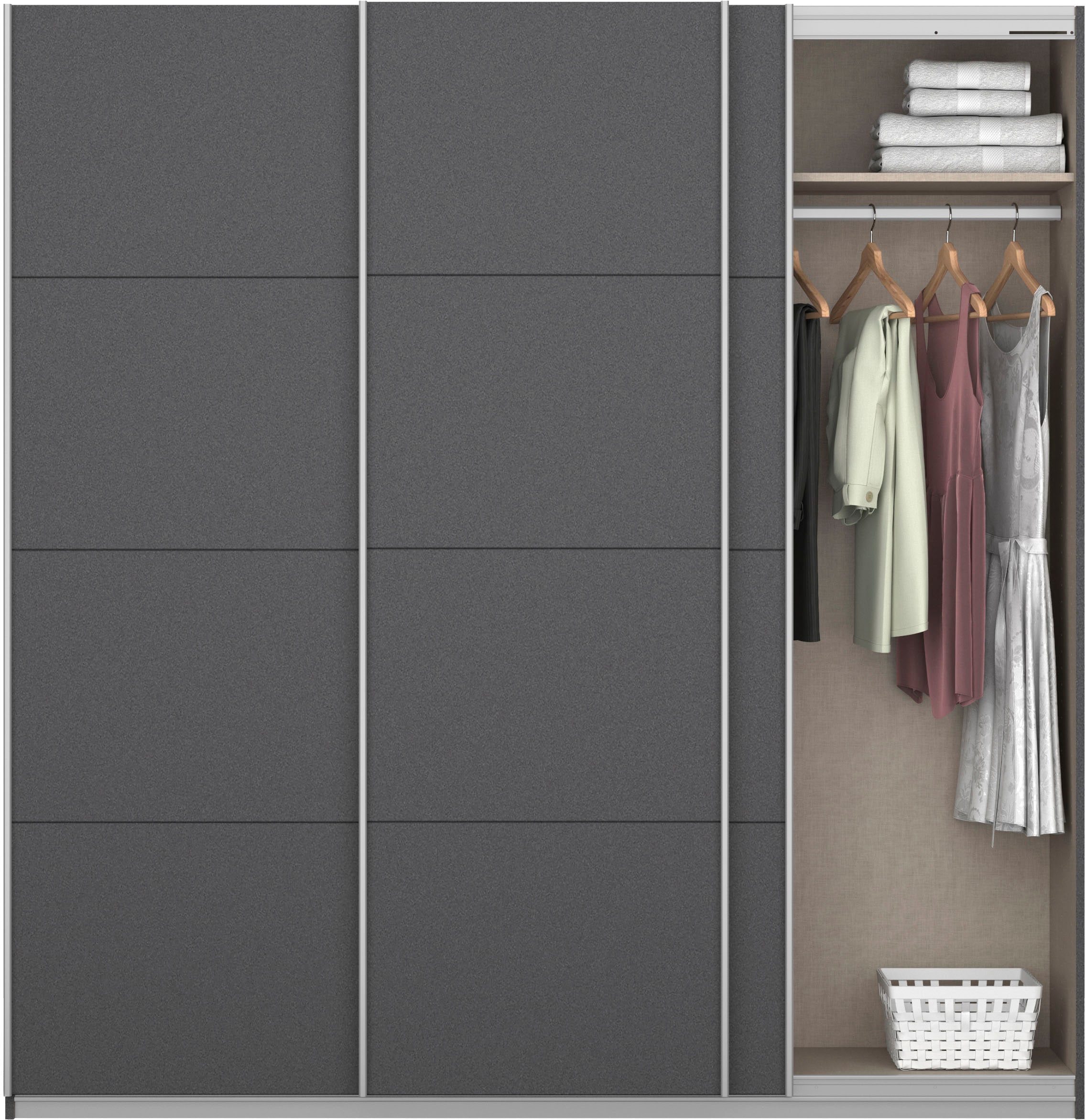 OTTO home Kleiderschrank »Mehrzweckschrank Aktenschrank Möbel Mietswohnung Schlafzimmer KOLUNA« 3 Ausstattungen BASIC/CLASSIC/PREMIUM (inkl. SOFT-CLOSE-FUNKTION),  Breiten 203/271/315/360 cm Höhen 210/229 Dekor-Front MADE IN GERMANY