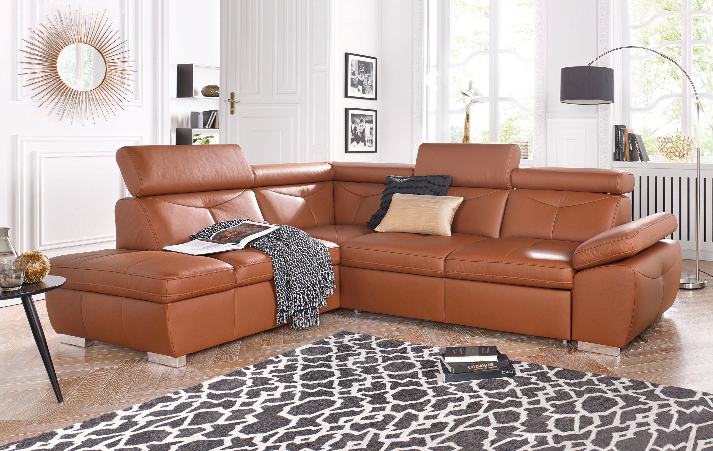 exxpo - sofa fashion Ecksofa »Spring, super bequem und komfortabel mit Armteil- und Kopfteilfunktion«, wahlweise mit Bettfunktion und Bettkasten, L-Form
