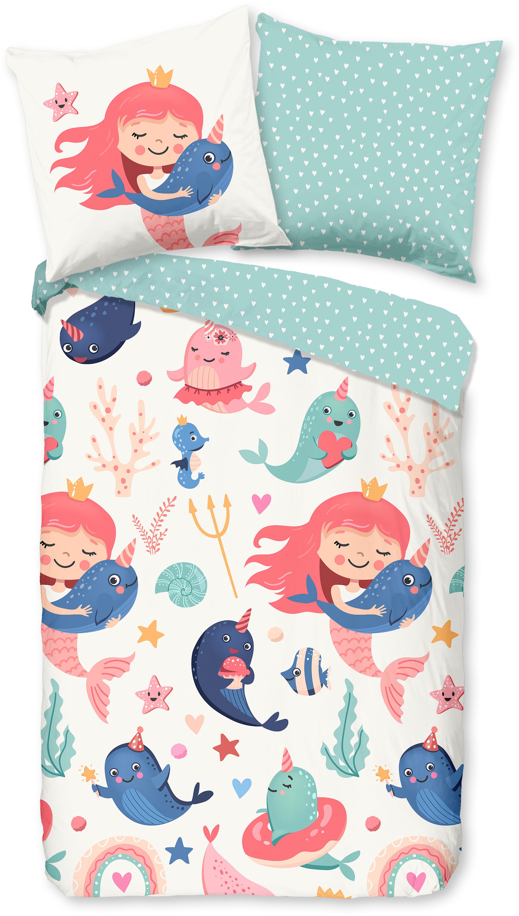 good morning Kinderbettwäsche »Silvie« 2 Baumwolle, Renforcé, Wendeoptik, Kind, Baby, Meerjungfrau