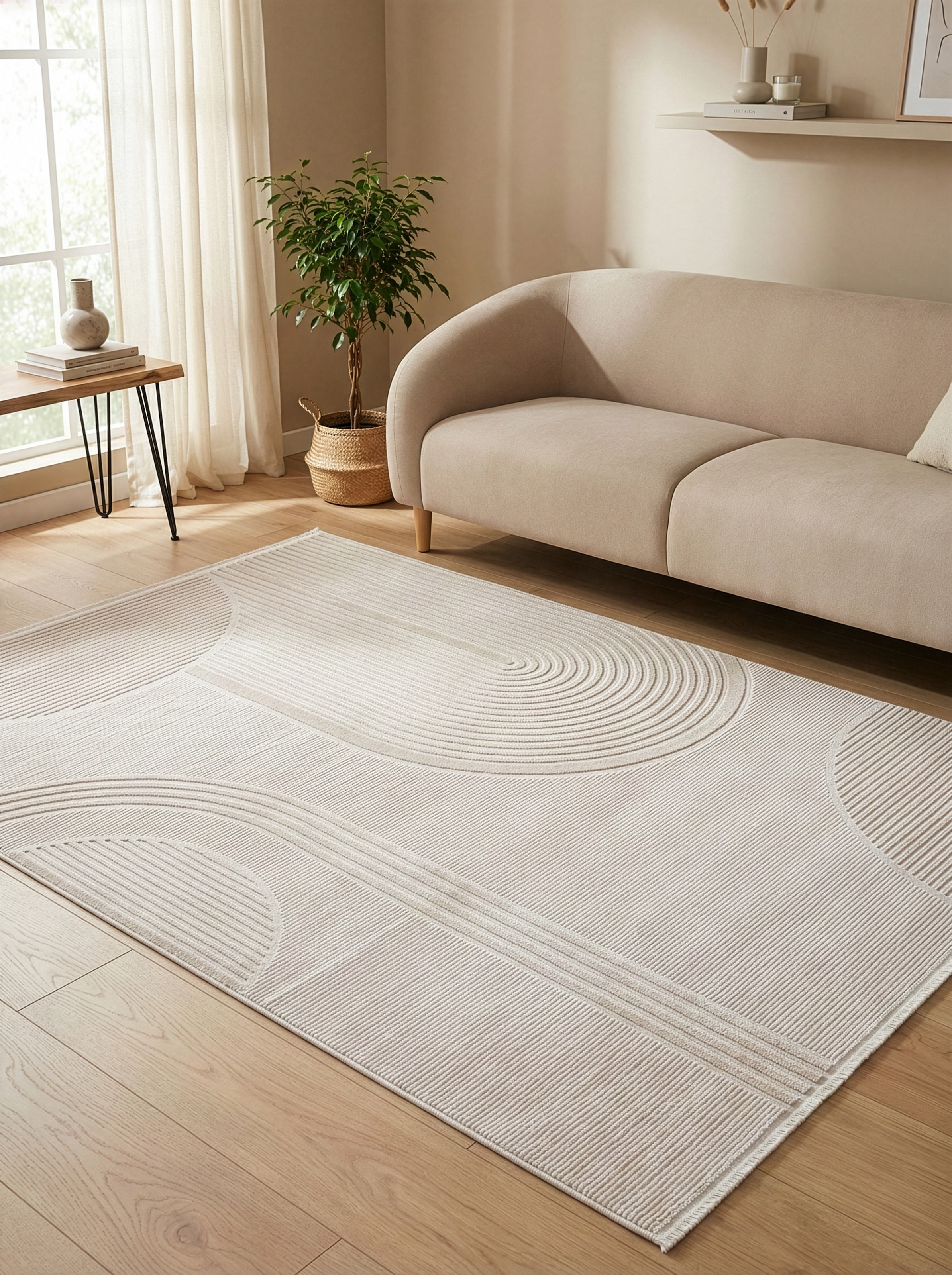 Calvin Klein home Teppich »Glow, mit Fransen, Designerteppich« rechteckig 8 mm Höhe Hoch-Tief, 3D Optik, skandinavischer Stil, Wohnzimmer, Schlafzimmer