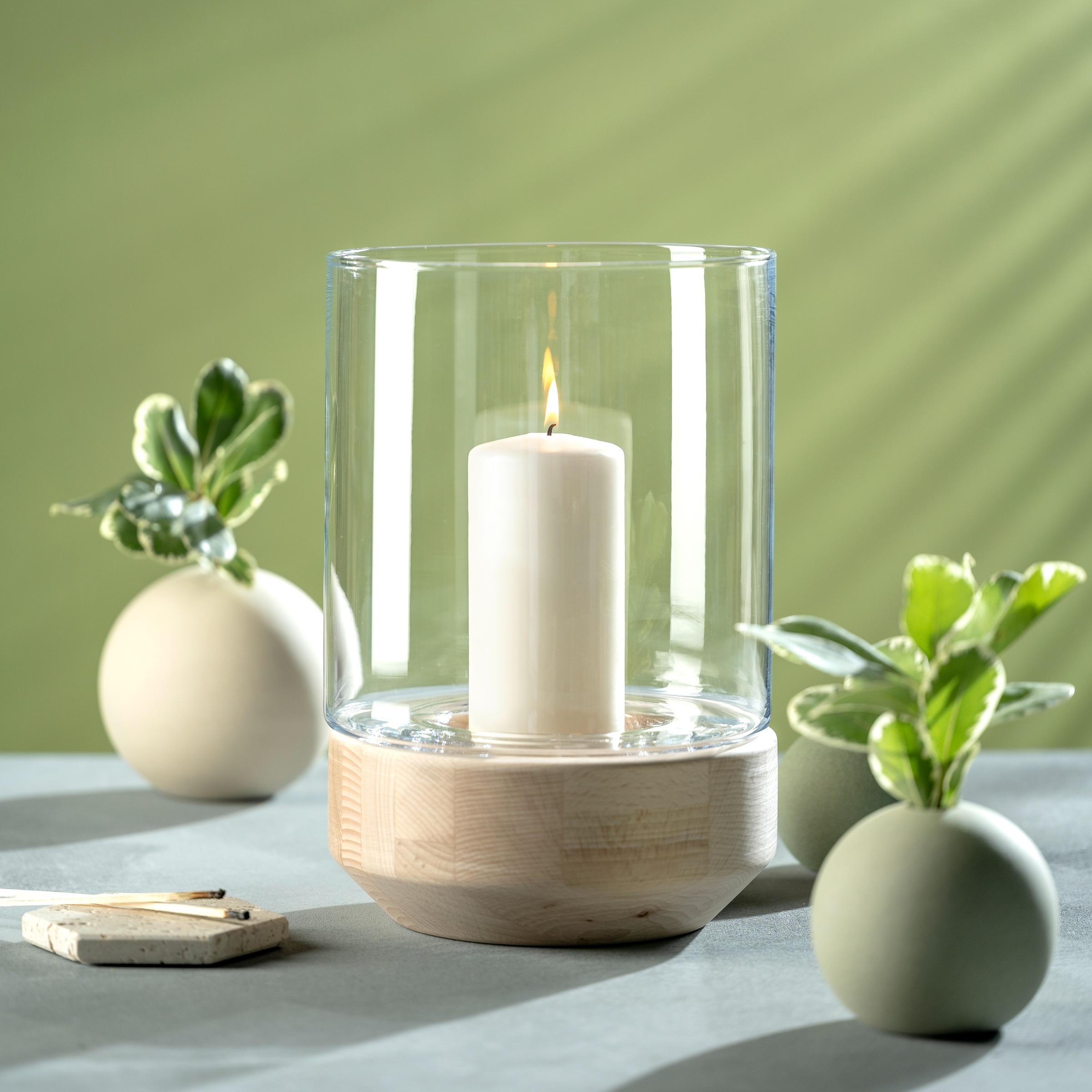 LEONARDO Windlicht "Windlicht auf Holzsockel LEGNO" günstig online kaufen