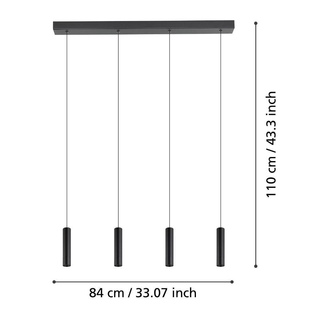 EGLO Hängeleuchte »ALMUDAINA«, 4 flammig-flammig, Pendelleuchte, Esszimmerlampe, Metall in Schwarz, Hängeleuchte, 84 cm