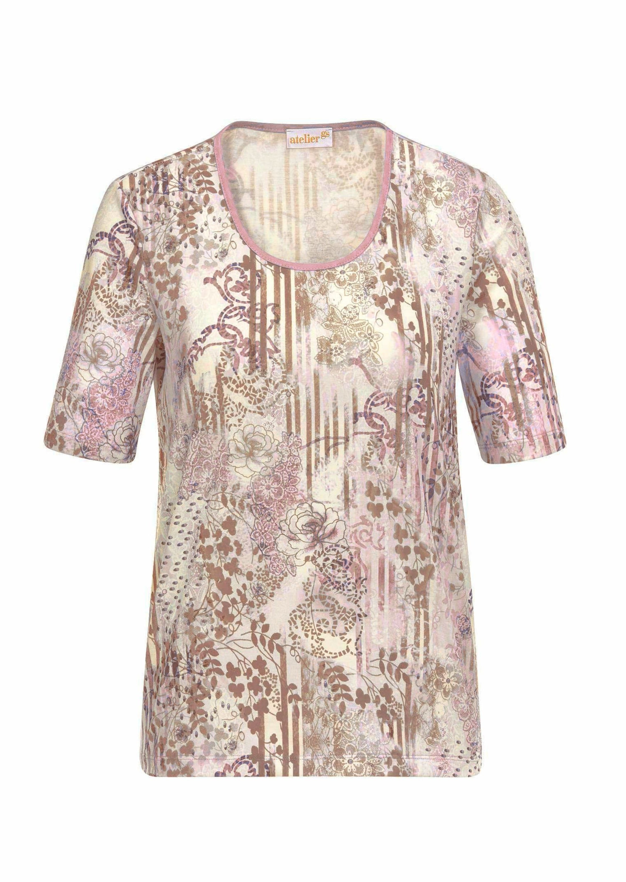 Goldner Print-Shirt "Bequemes Druckshirt Im Mustermix" Pflegeleicht Und Formstabil