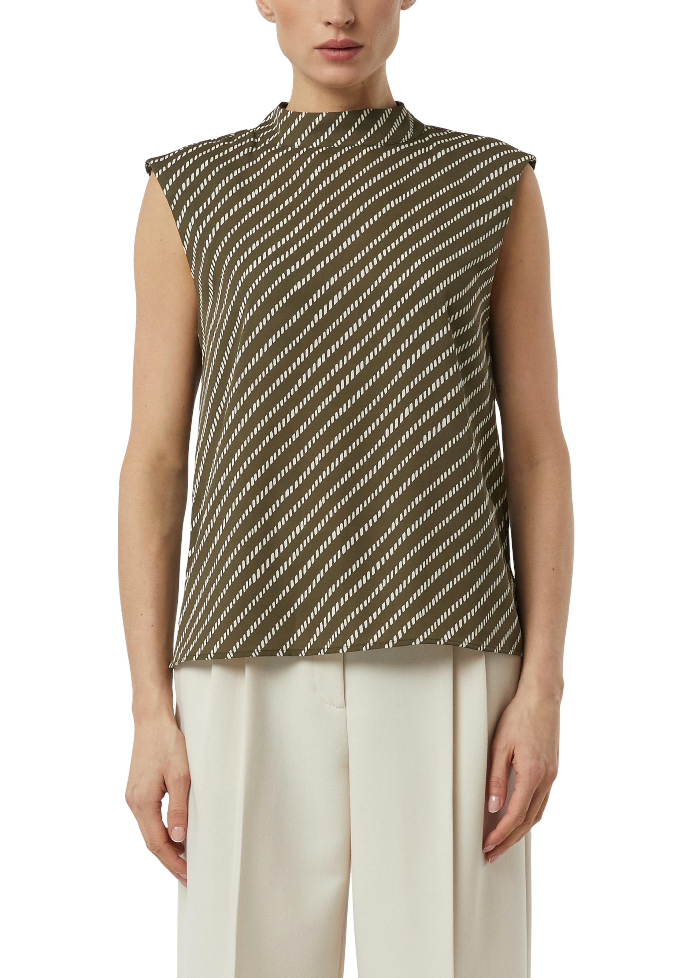 COMMA Damen Blusentopschwarz khaki, Gr. 46, gemustert, Web, Obermaterial: 100% Polyester, Blusen, mit Allover-Print