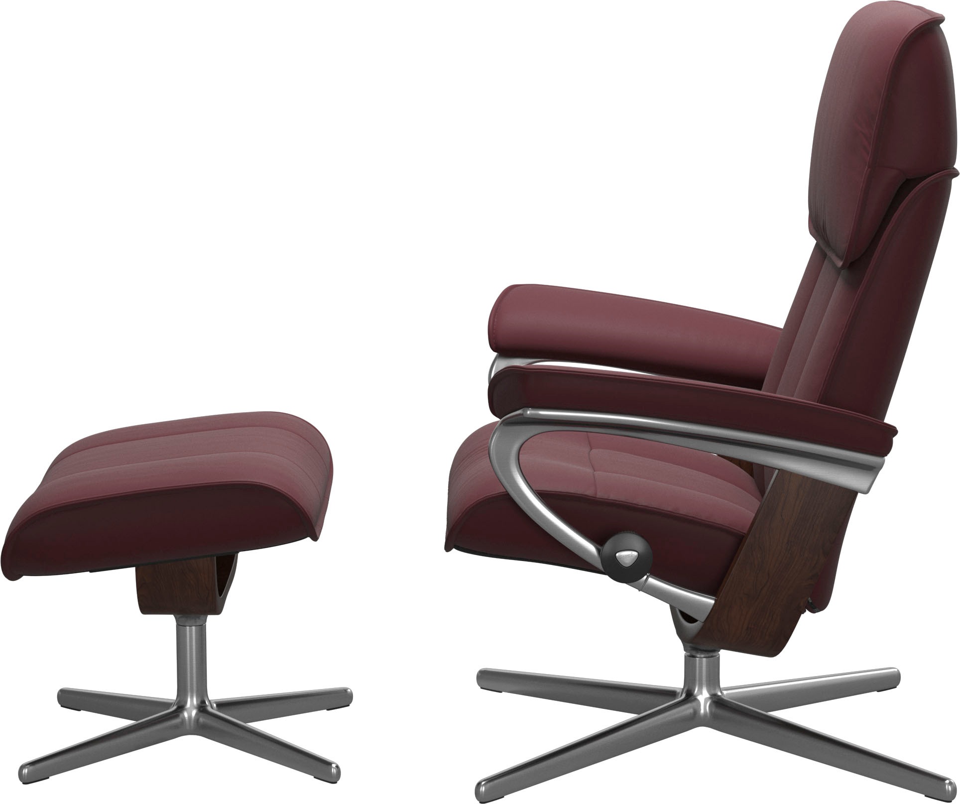 Stressless® Relaxsessel »Admiral«, (Set, Relaxsessel inkl. Hocker), mit Cross Base, Größe M & L, Holzakzent Braun