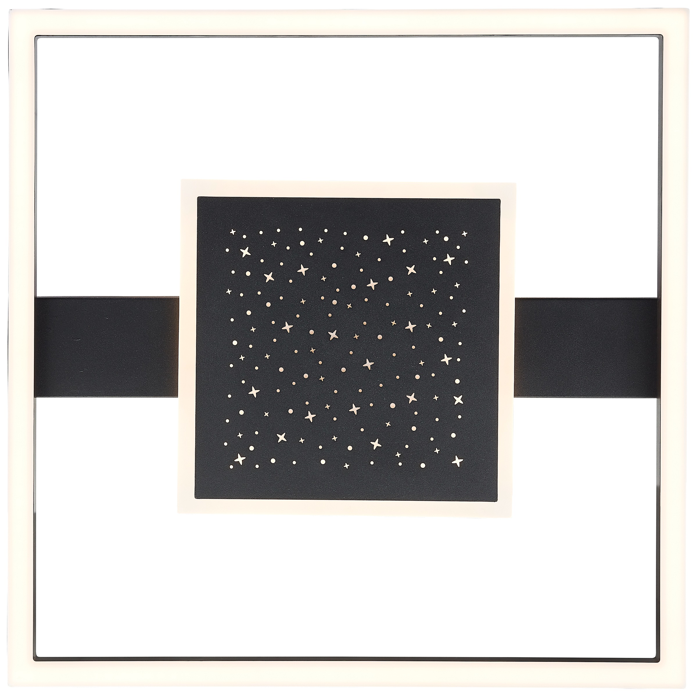 BreLight LED Deckenleuchte »Reno«, 37 x 37 cm, 3500 lm, 3000 K, Sternenglanz, schwarz