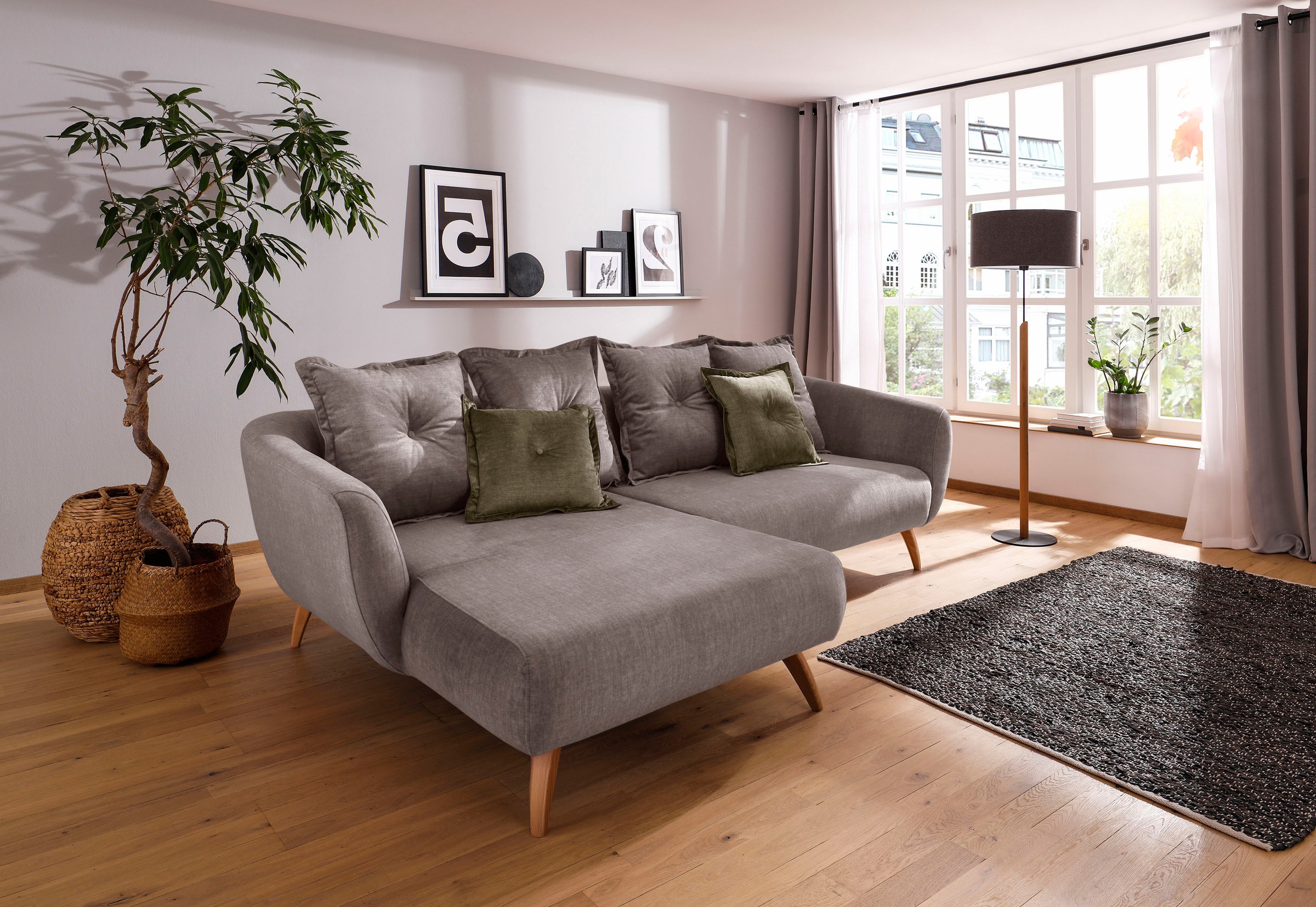 Home affaire "Baggio formschöne Polsterecke, bequem, Breite 277cm, L-Form" Zierkissen inklusive