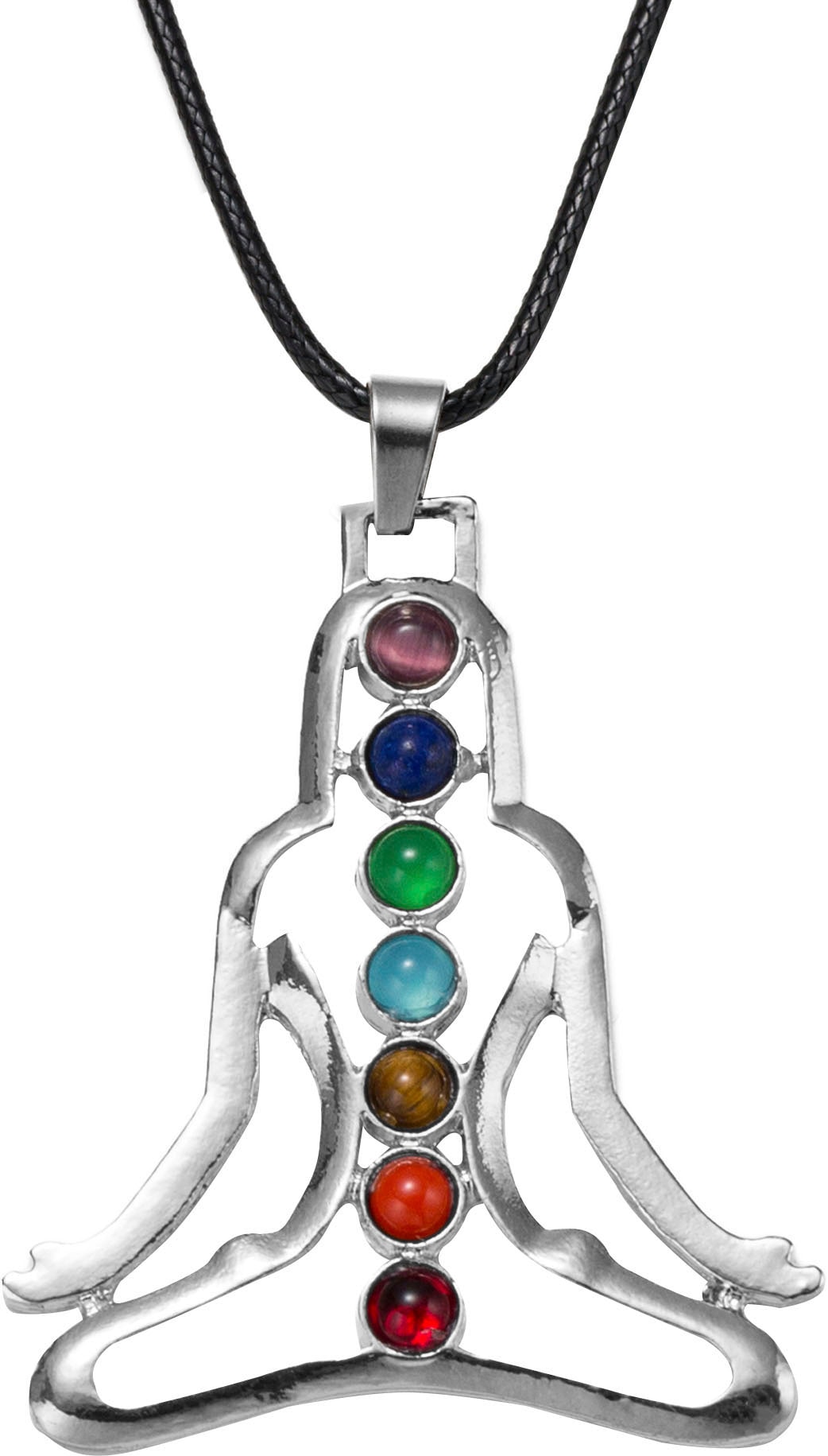 Firetti Kette mit Anhänger »Schmuck Geschenk Messing Halskette Anhänger Edelsteine Chakra«, (Set, 9 tlg., inkl. Chakra-Edelsteinen), Made in Germany - mit Edelsteinen