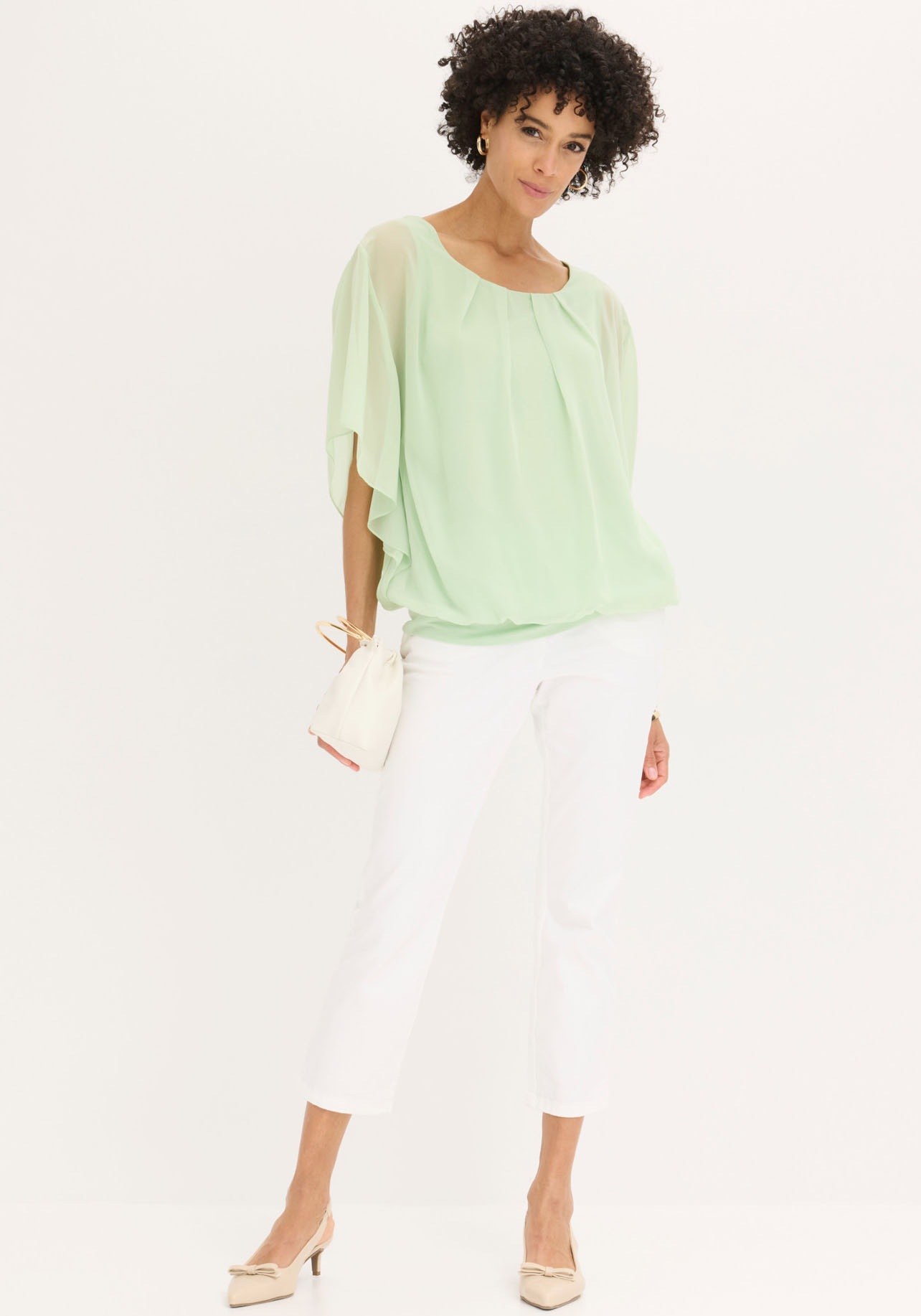 bonprix Chiffonbluse »Chiffonbluse mit Untertop« Oversize-Passform, für festliche Anlässe, mit elastischem Bund