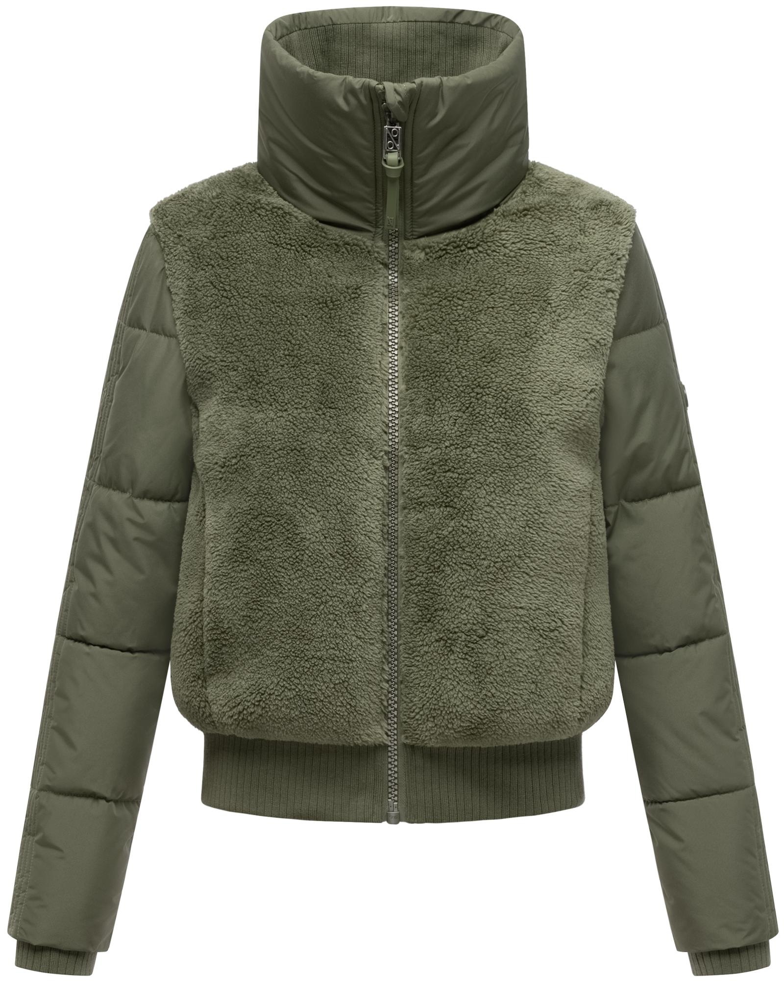 Navahoo Plüschjacke "Teddyzone 14" ohne Kapuze Teddy-Fleece Jacke mit hohem Kragen
