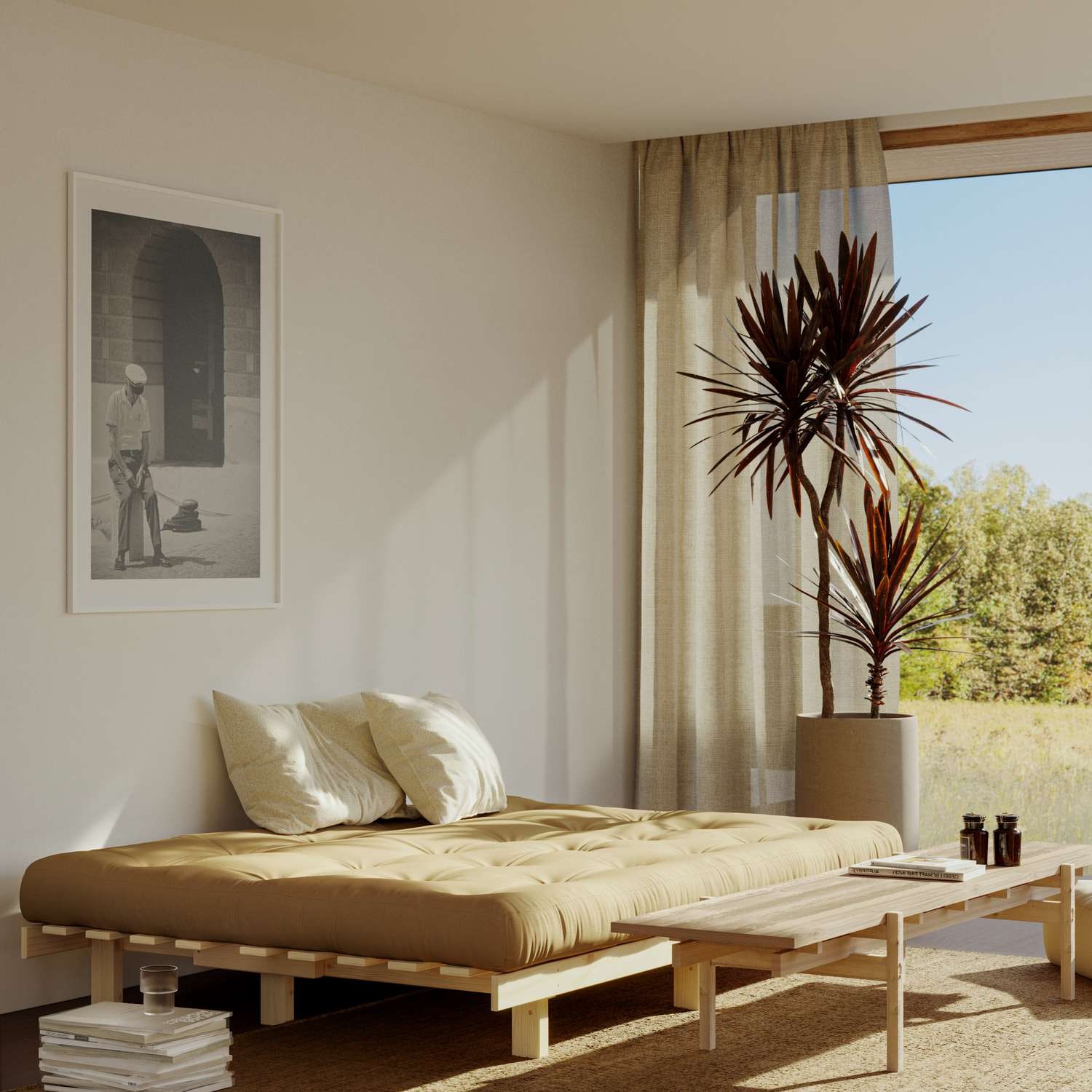 Karup Design Schlafsofa »Lean 200 Schlafsofa, Gästebett, Sofa mit Futonmatratze«, (2 St.), Inkl. Futonmatratze, Liegefläche 130x200 cm, FSC® zertifizierte Kiefer