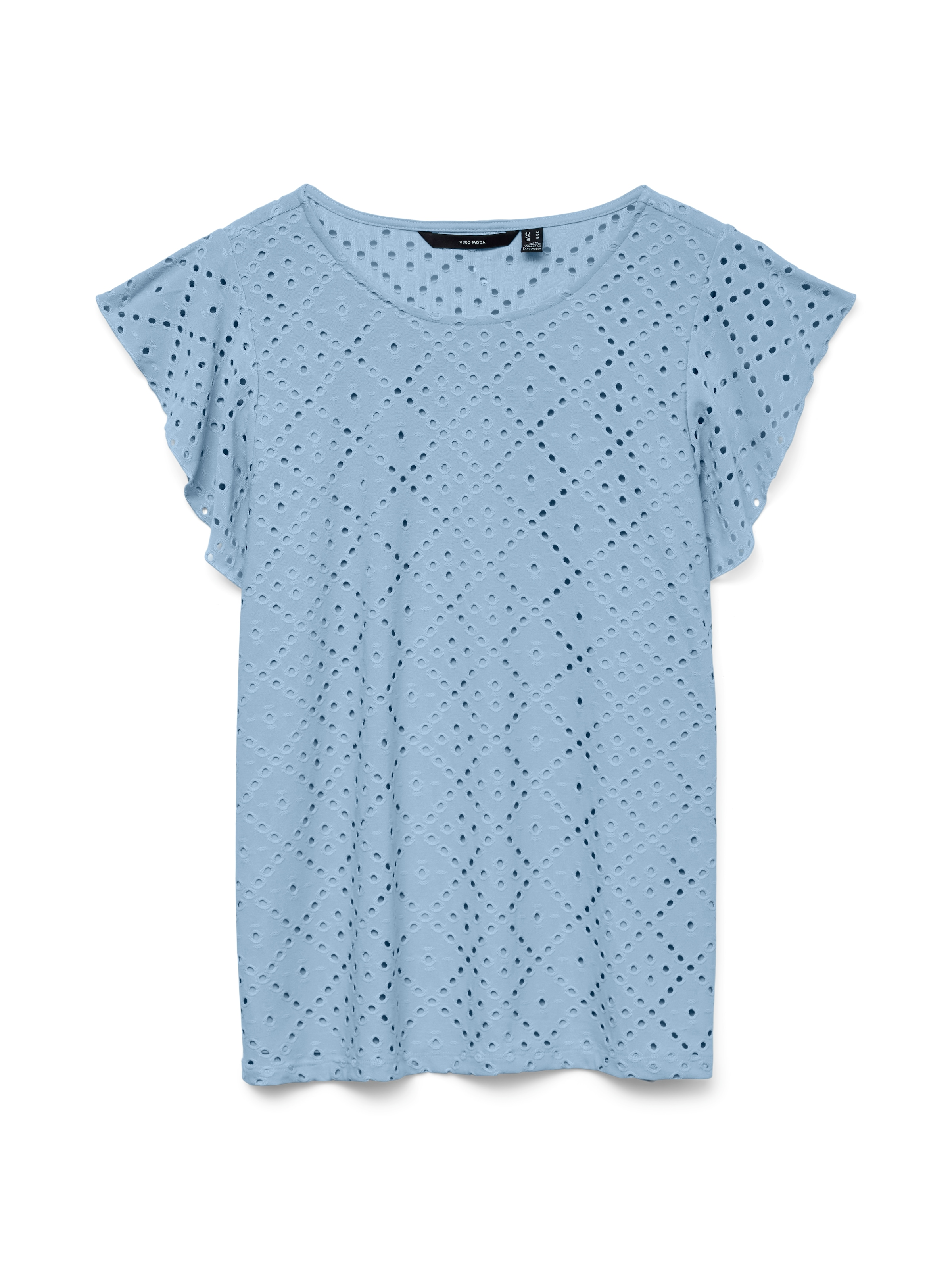 Vero Moda Rundhalsshirt "VMTASSA SL FRILL TOP NOOS" Materialmix, loose fit günstig online kaufen
