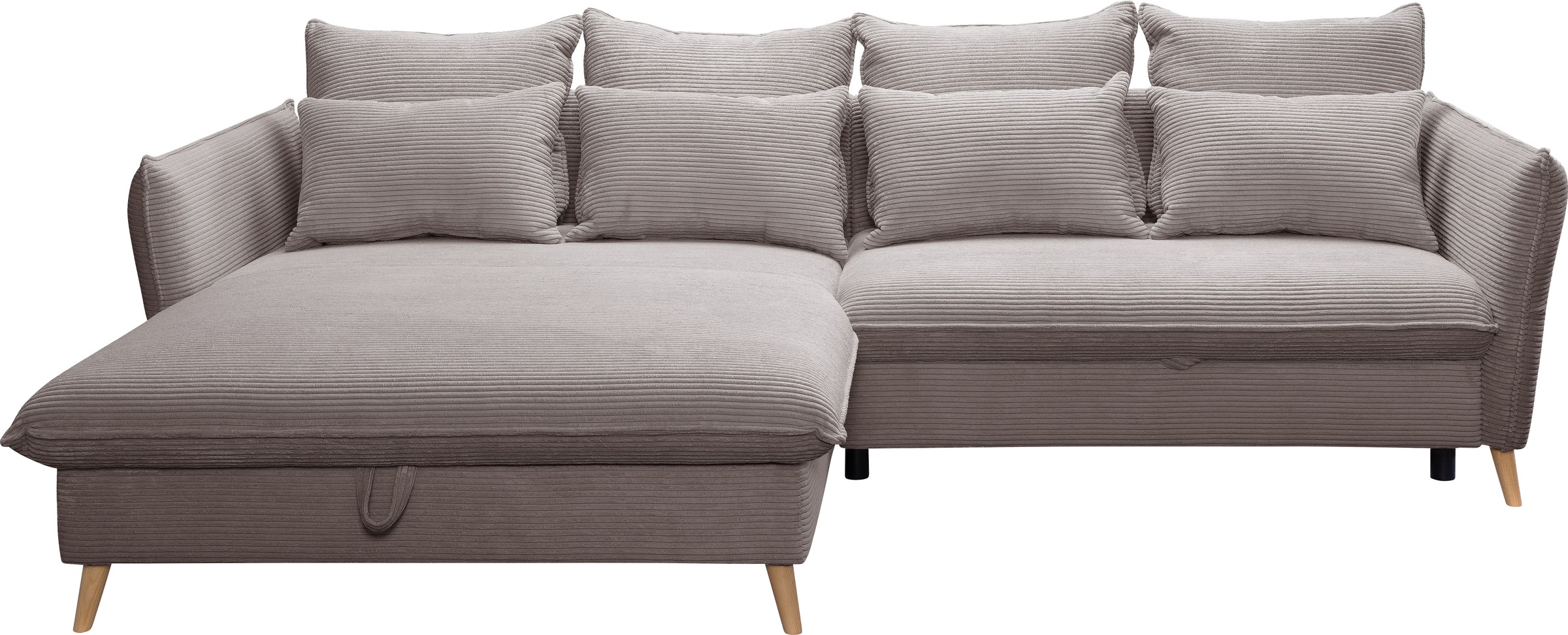 exxpo - sofa fashion Ecksofa »WALPY, elegant und modern, hoher Sitzkomfort, schmale Armlehnen«, L-Form, wahlweise mit Bettfunktion und Bettkasten, in Cord