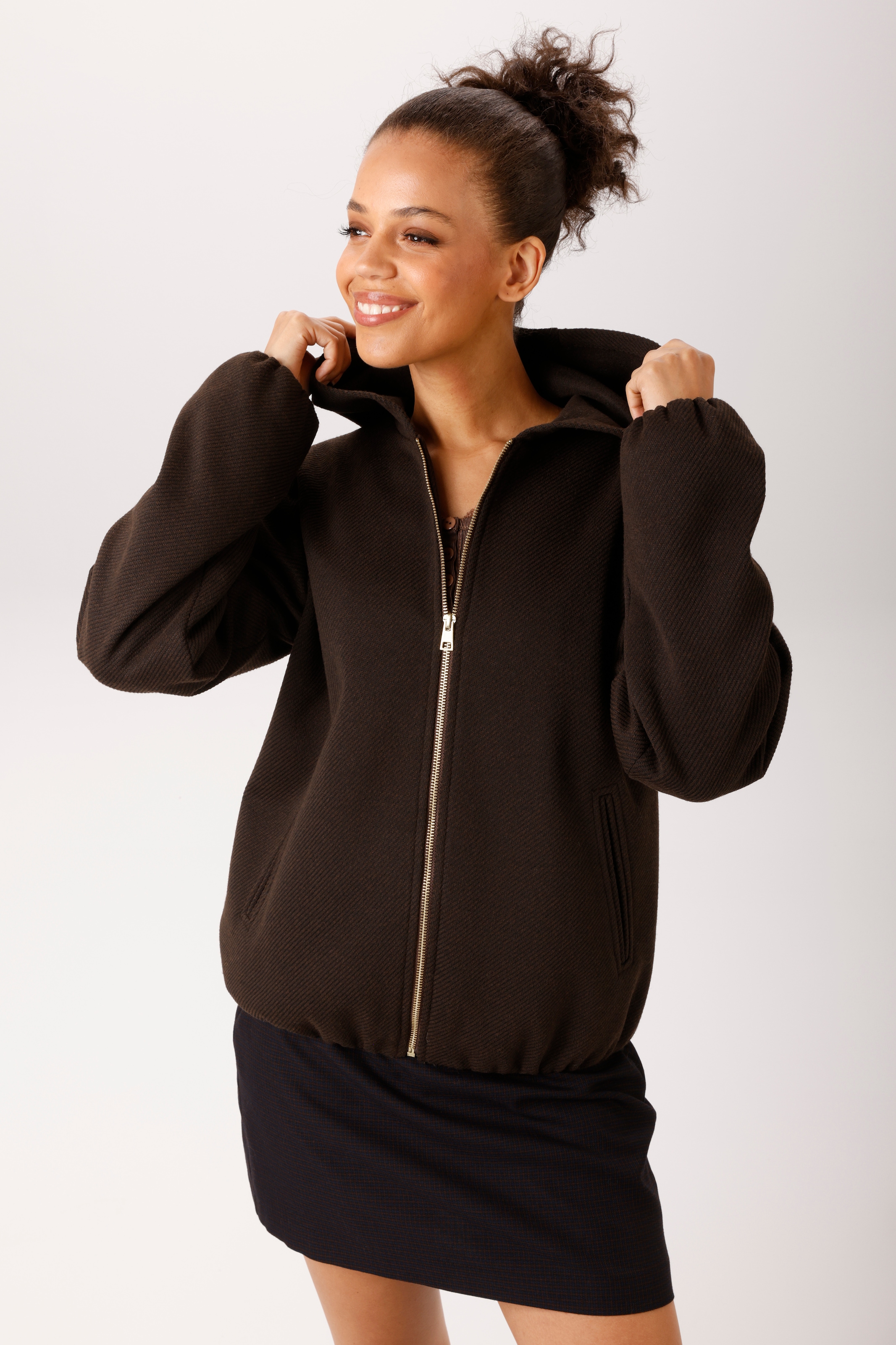 Aniston CASUAL Fleecejacke mit Kapuze mit Kapuze - NEUE KOLLEKTION