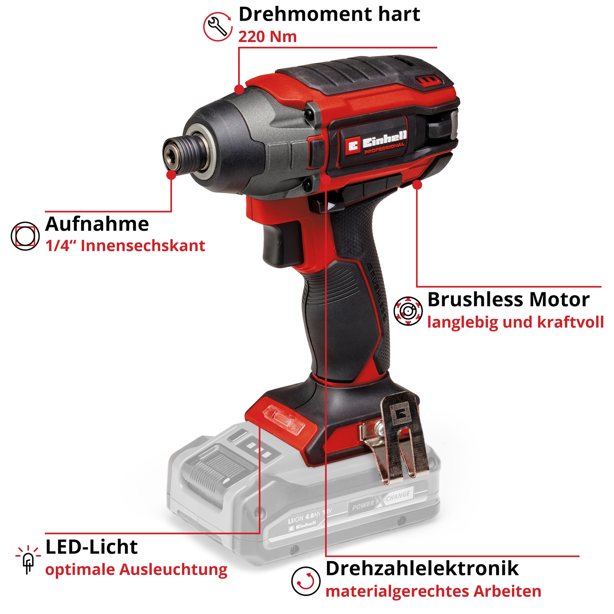 Einhell Akku-Schlagschrauber »TP-CI 18/220 Li BL - Solo«, ohne Aku und Ladegerät