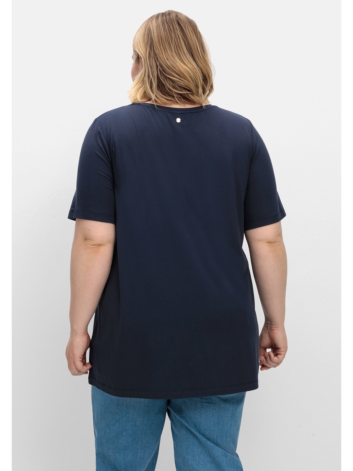 Sheego Rundhalsshirt »Große Größen«, in A-Linie, mit Falten am Ausschnitt