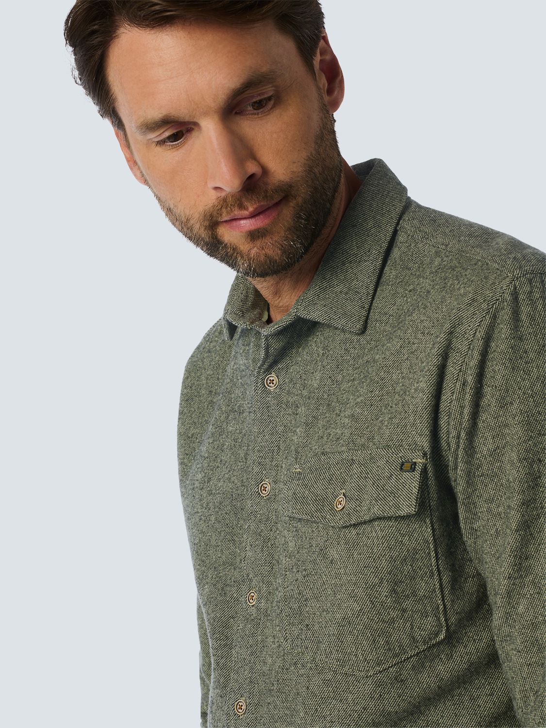 NO EXCESS Langarmhemd »No Excess Zweifarbiges Twill-Hemd«