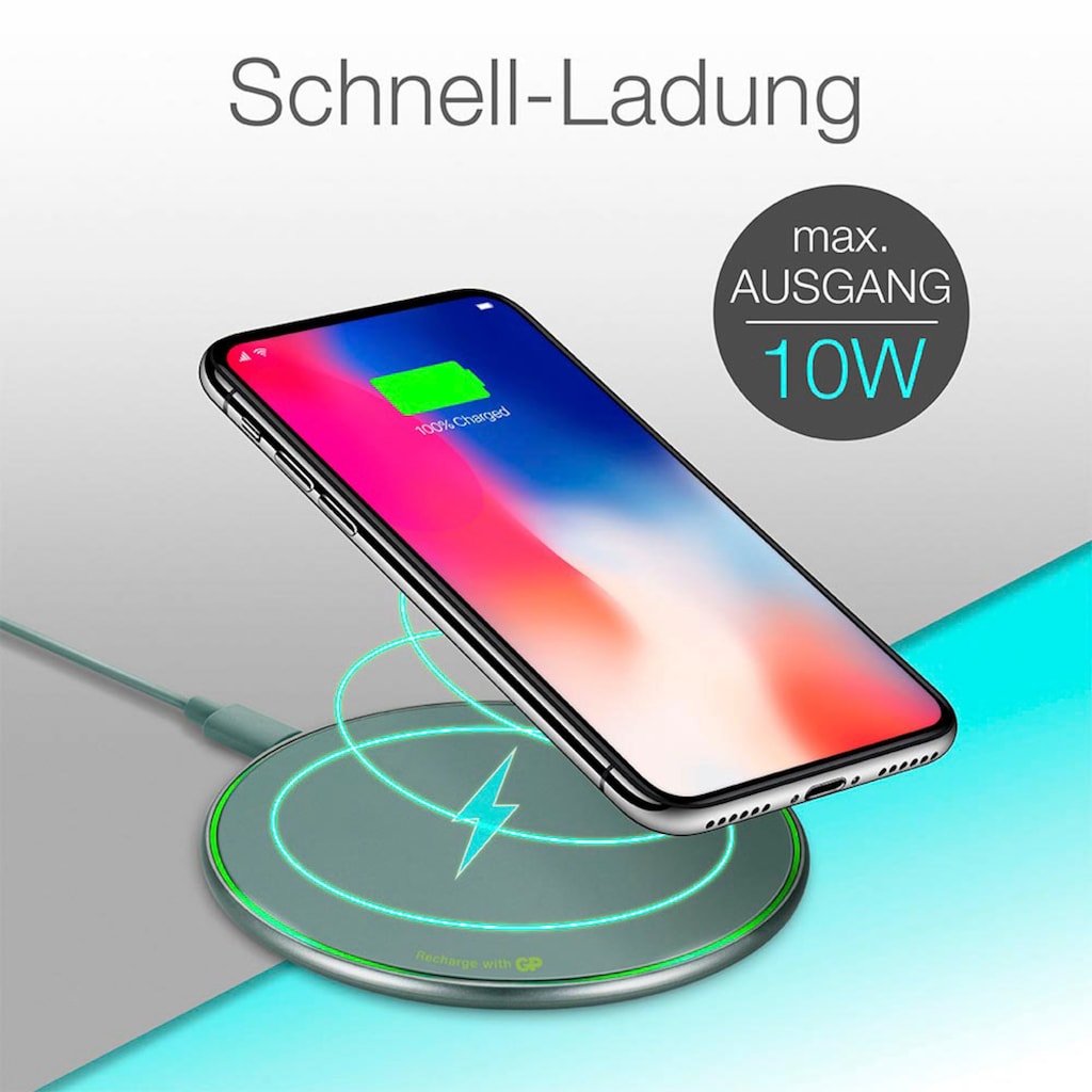 GP Batteries Wireless Charger »Drahtloses QI Ladegerät für z.B. Smartphones GP QP0A grau 10W«