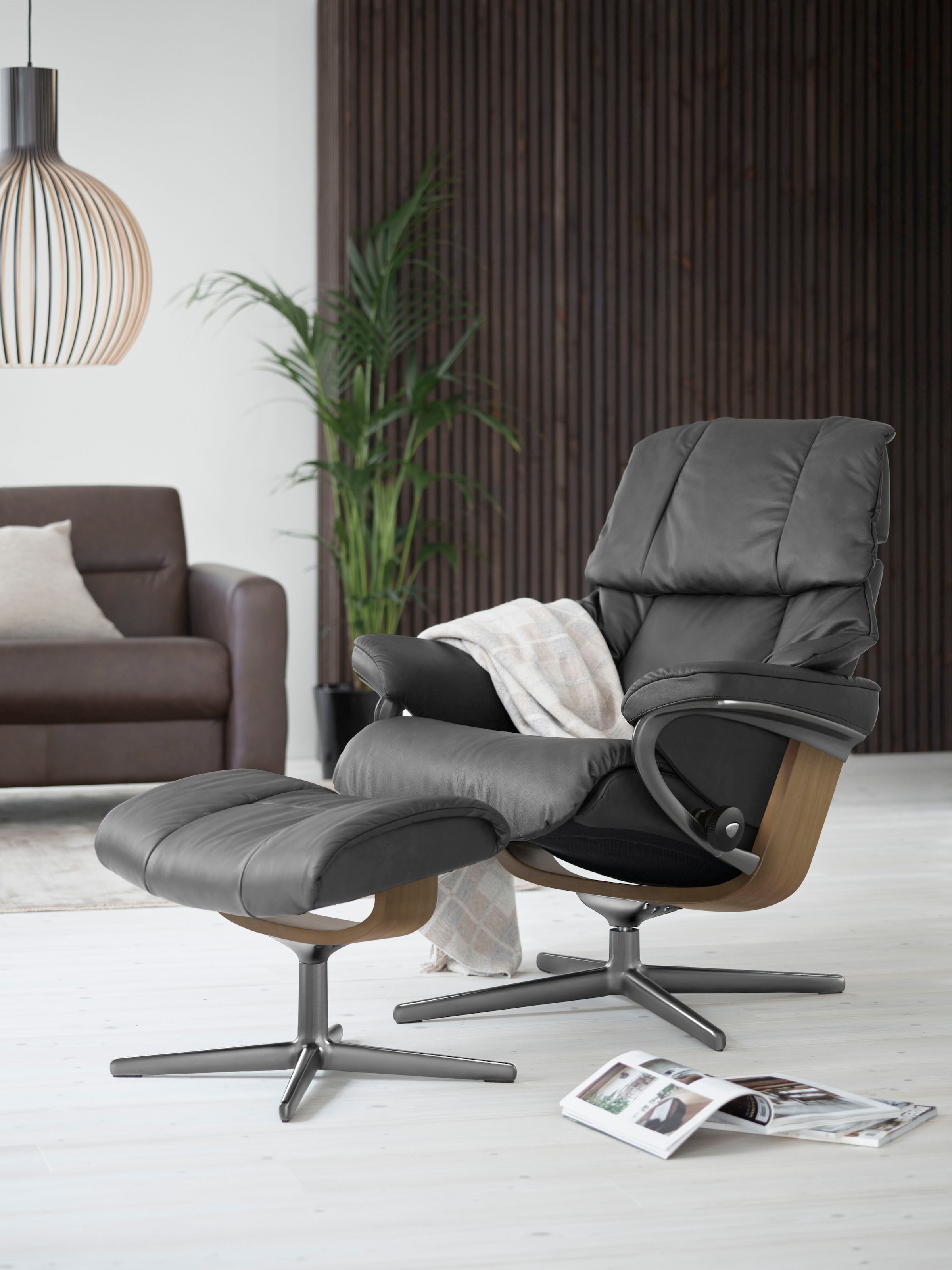 Stressless Fußhocker "Reno", mit Cross Base, Größe S, M & L, Holzakzent Eiche