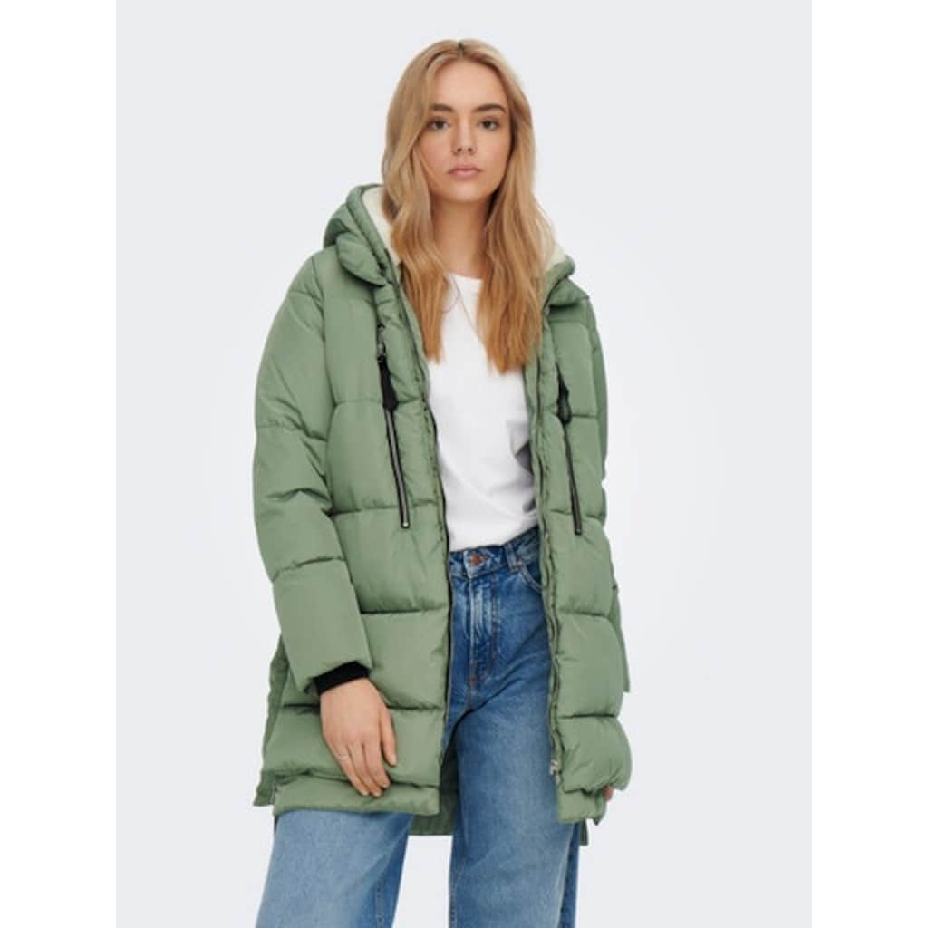 ONLY Steppmantel »ONLNORA LONG PUFFER COAT«, mit Kapuze