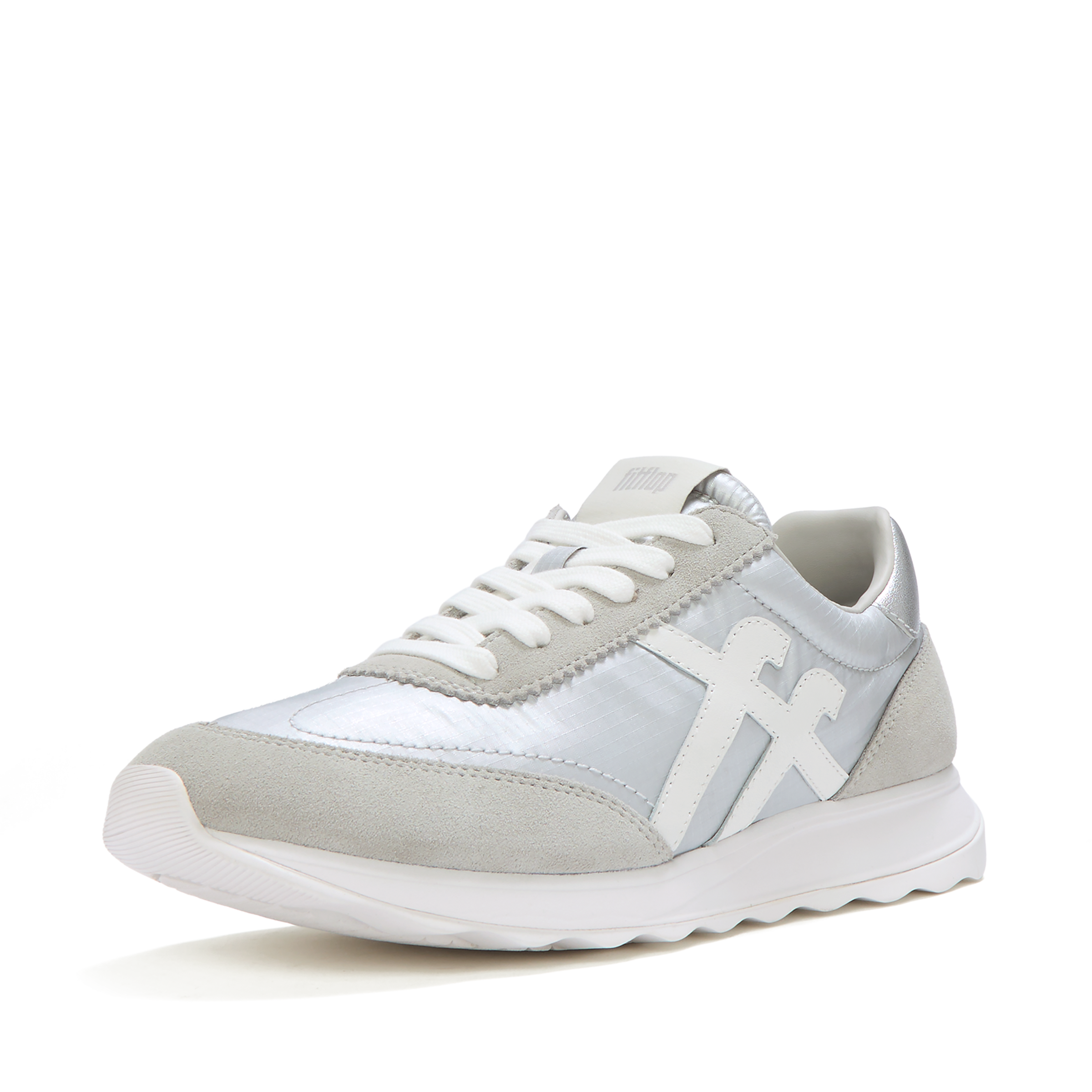 Fitflop Sneaker "RETRO-Q FF METALLIC-FABRIC/SUEDE SNEAKERS" Freizeitschuh, Halbschuh, Schnürschuh mit Low Profile Sohle