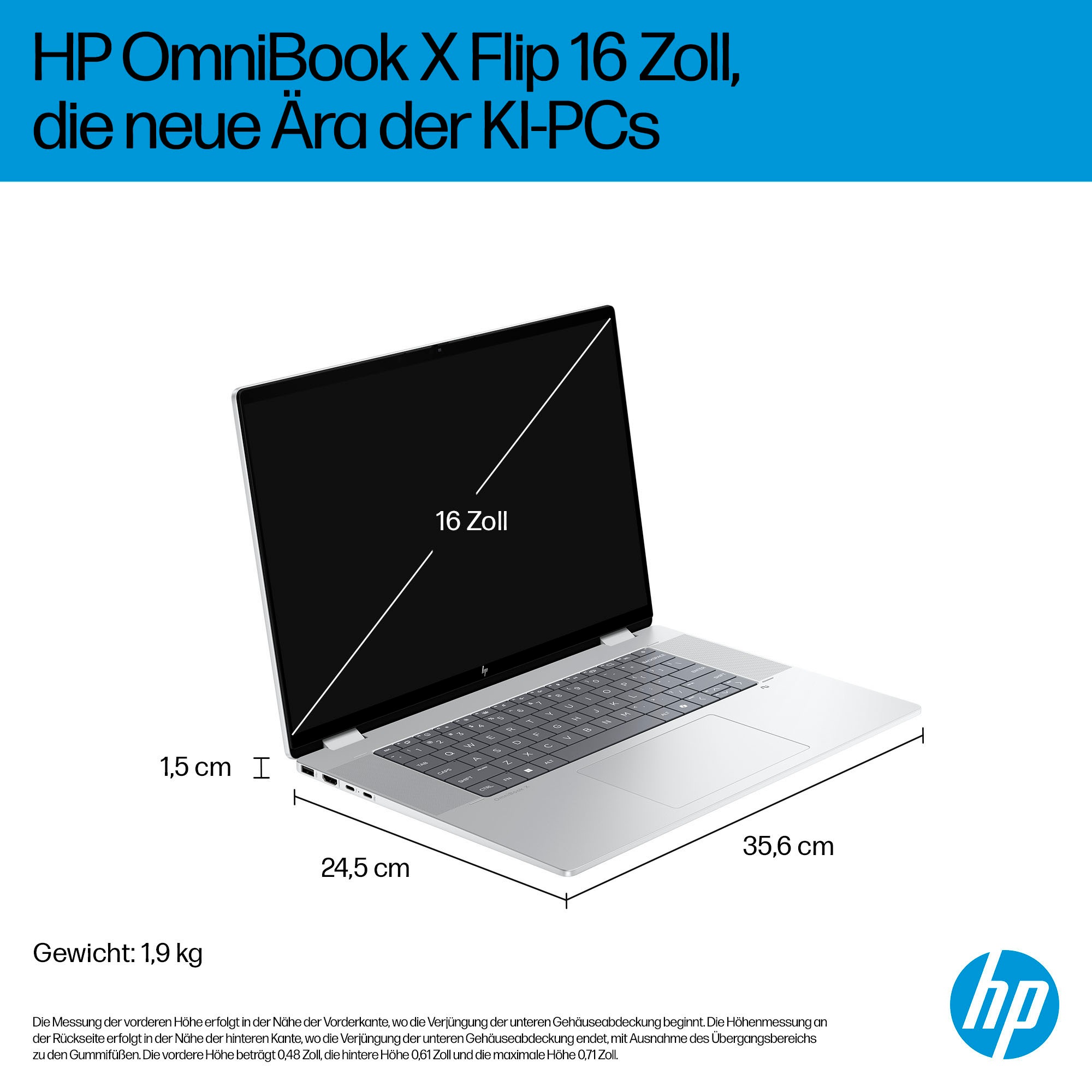 HP Convertible Notebook »OmniBook X Flip 16-ar0078ng«, 40,6 cm, / 16 Zoll, Intel, Core Ultra 7, 1000 GB SSD
