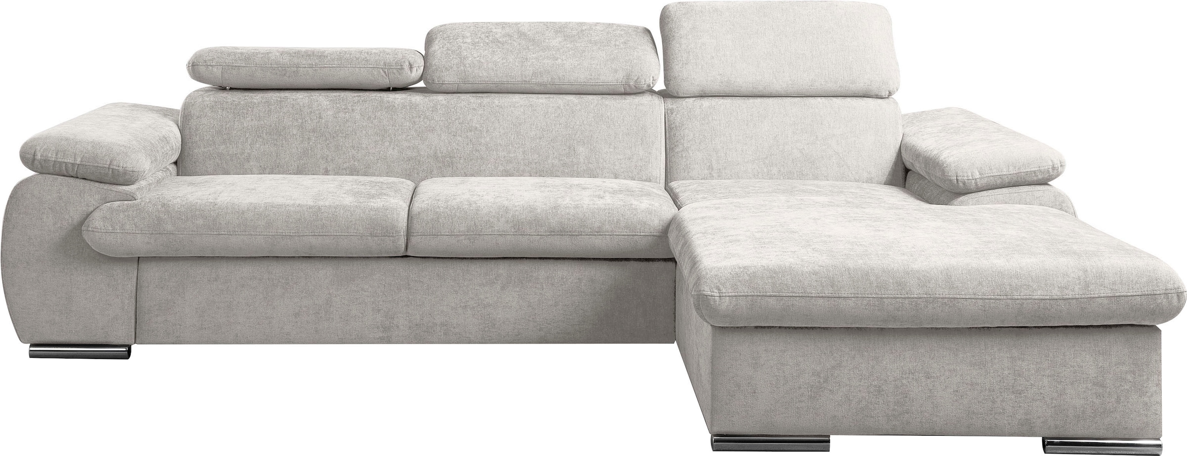 WERK2 Ecksofa »Cosmo inkl. Bett & Bettkasten & Kopfteilverstellung, bequem« Chenille, L-Form, XXL, Schlaffunktion, Bettkasten