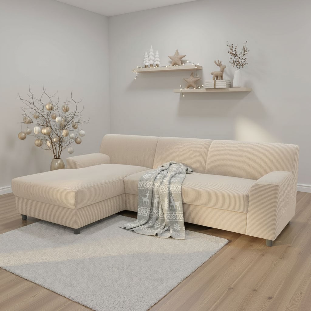 DOMO collection Ecksofa "Turah 2, Cord oder Luxus-Microfaser, mit Federkern günstig online kaufen