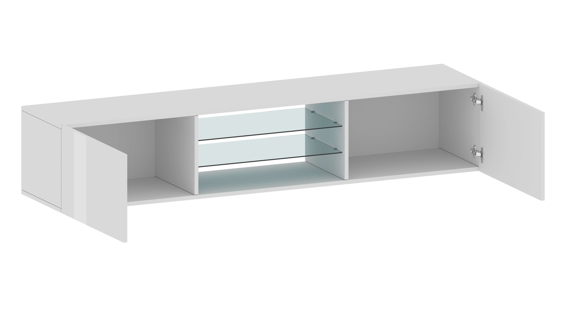 INOSIGN Lowboard »Egypt,Lowboard,TV-Kommode,TV-Möbel,TV-Bank«, mit 2 Klappen, 2 Glasböden,kompl. Hochgl. lackiert (B/T/H)180x38x35 cm