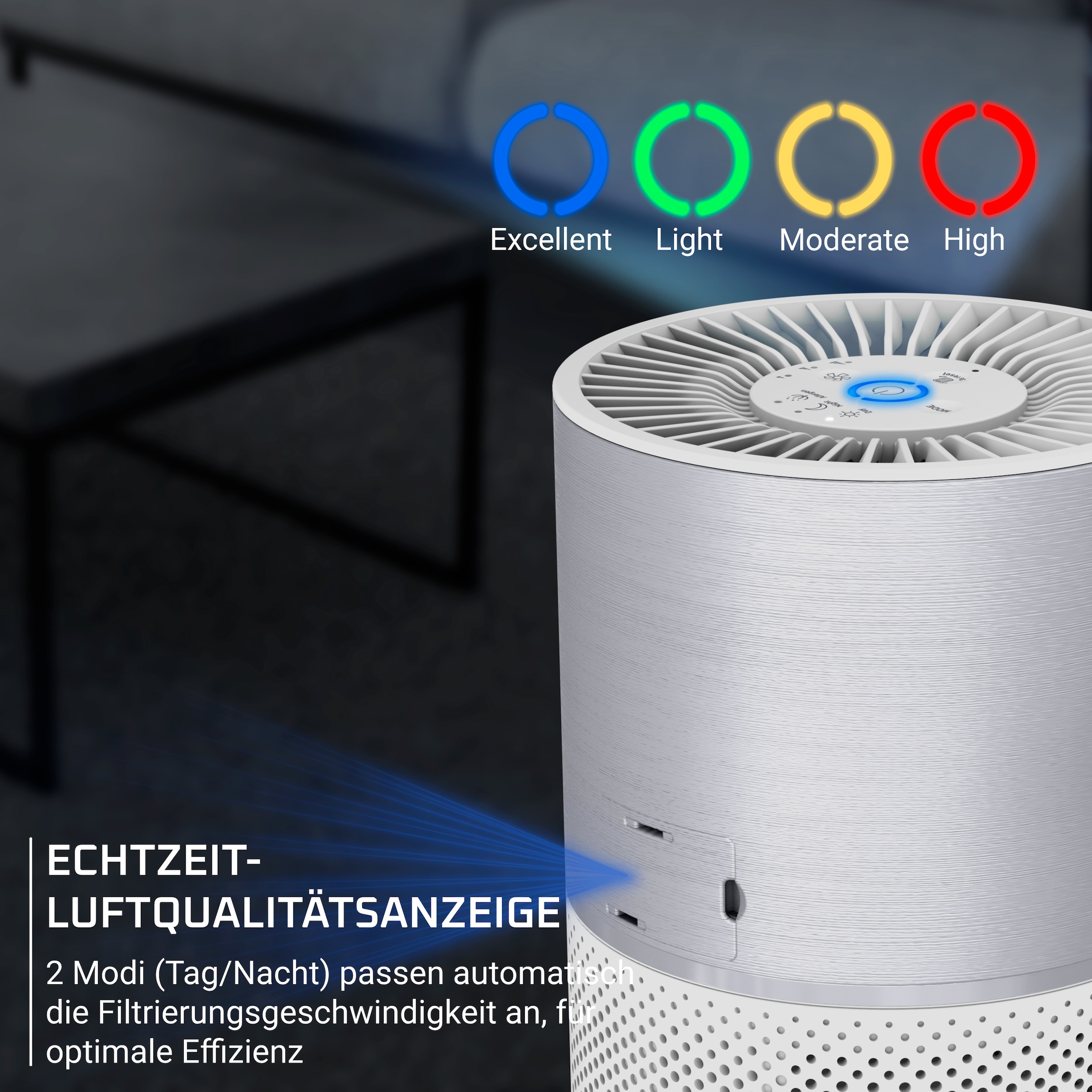 Rowenta Luftreiniger »Pure Air Compact, Echtzeit-Luftqualitätsanzeige« für 52 qm Räume 3-in-1 Filterung, Energieeffizienter Luftreiniger mit Digitalmotor