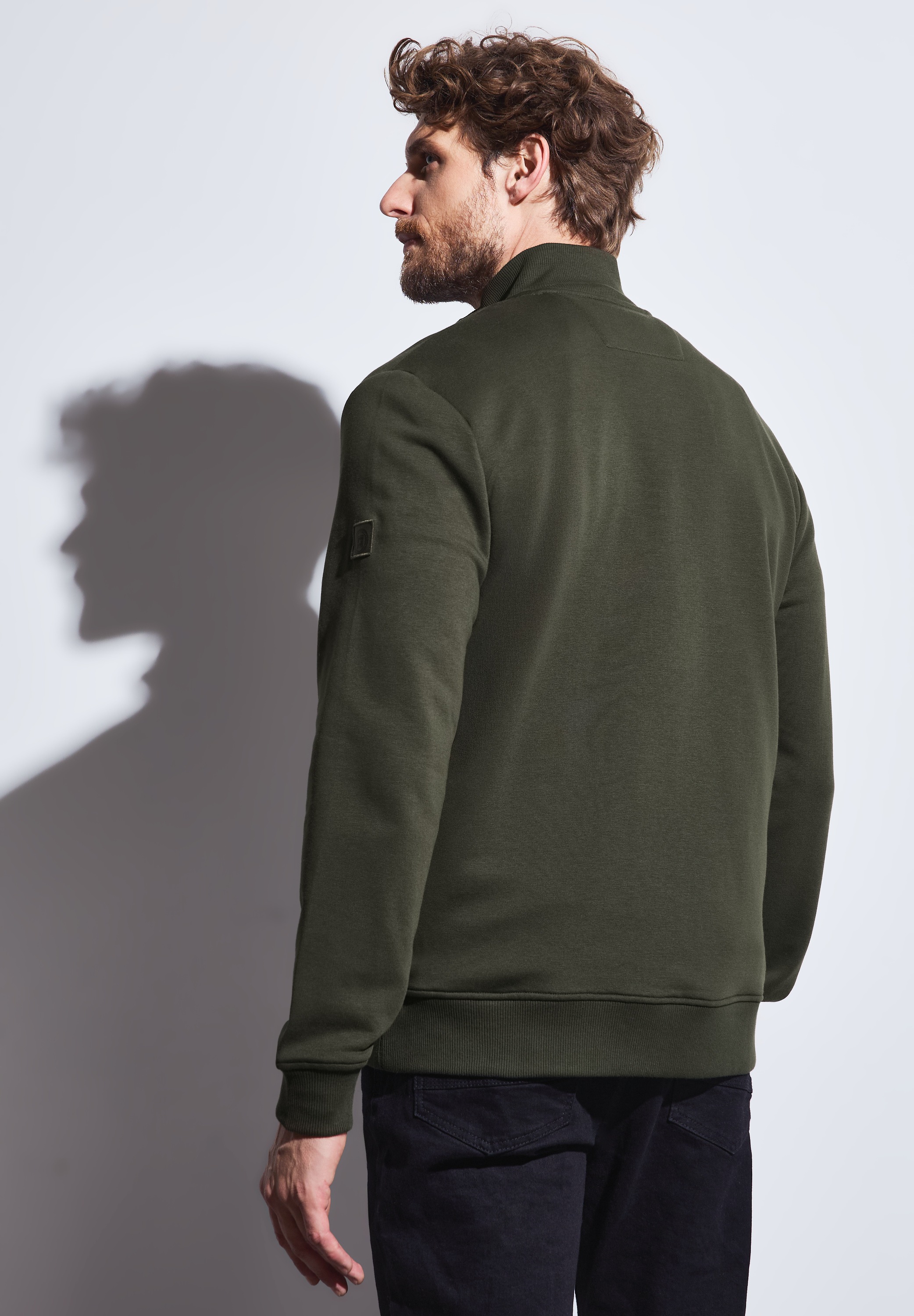 STREET ONE MEN Sweatjacke, mit Stehkragen