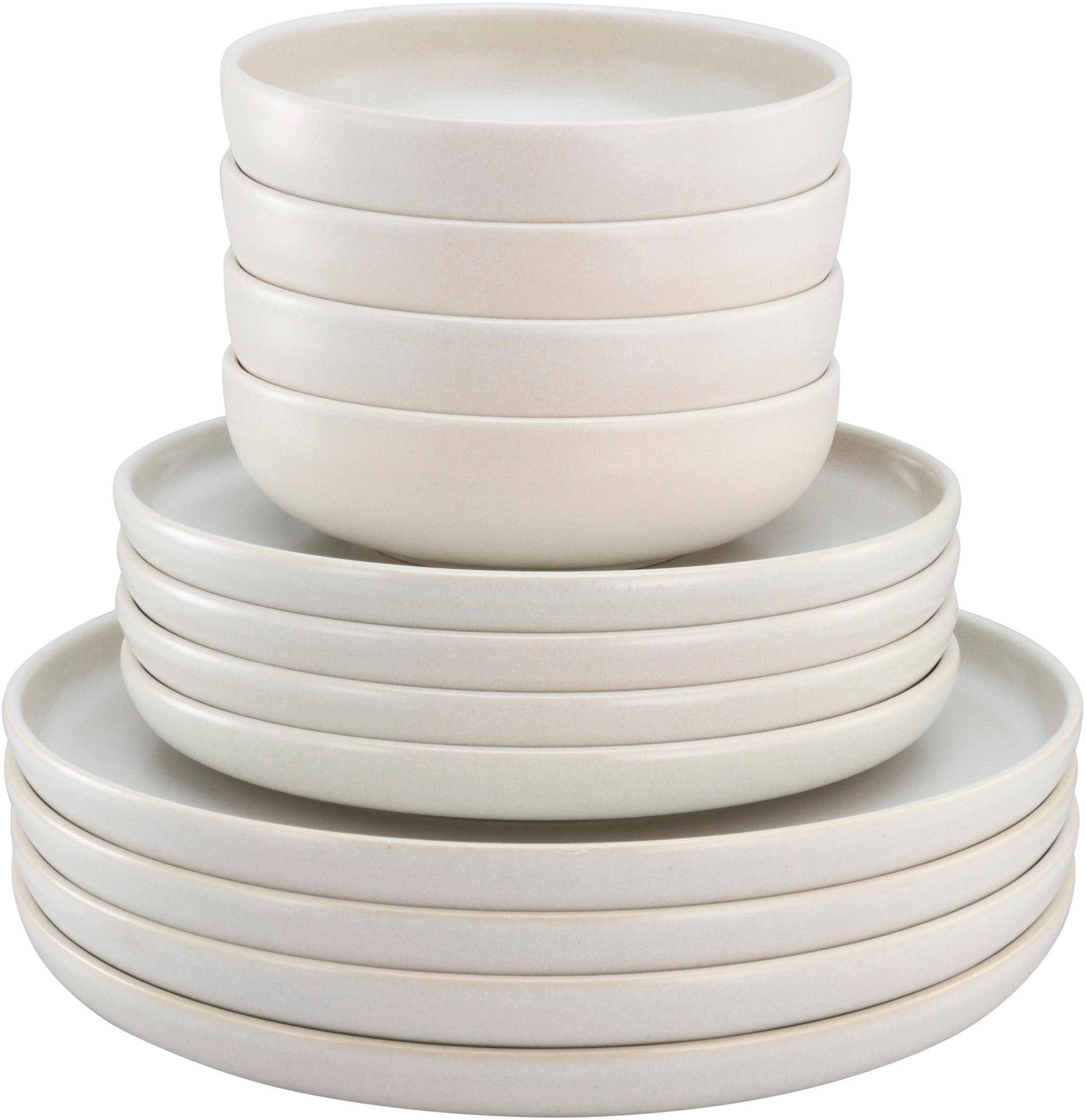 CreaTable Tafelservice »Uno«, (Set, 12 tlg.), weiche, harmonisch ausbalancierte Form