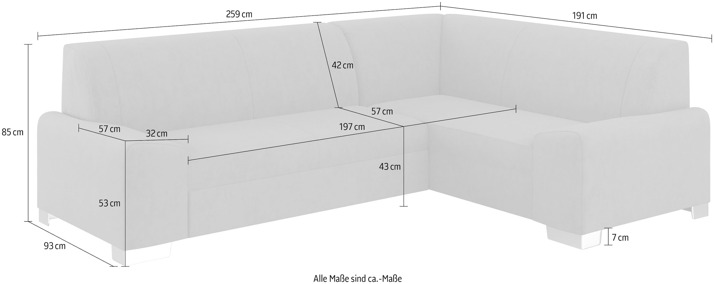 DOMO collection Ecksofa »Anzio in kubischer Formensprache, flache Armlehnen, L-Form«, Wahlweise mit Bettfunktion und Federkern für hohen Sitzkomfort