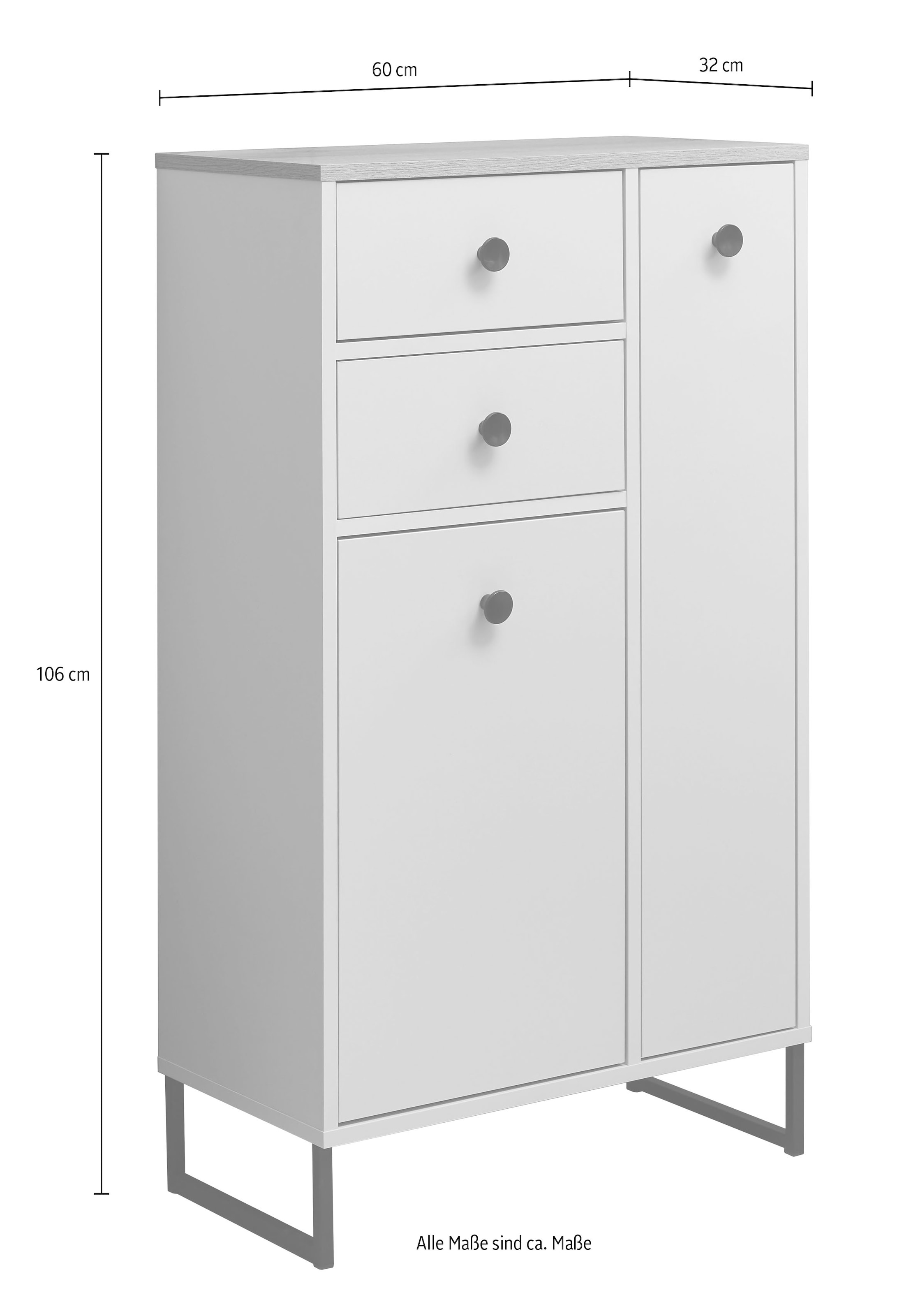 BASIC by Balculina Midischrank »Linea« 1 Stk. tlg. Breite 38cm, U-Profil Füße, Unterflurauszug