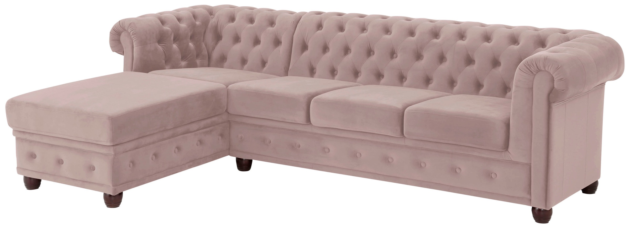 Home affaire Chesterfield-Sofa »New Castle L-Form«, hochwertige Knopfheftung in Chesterfield-Design, B/T/H: 255(171/72)