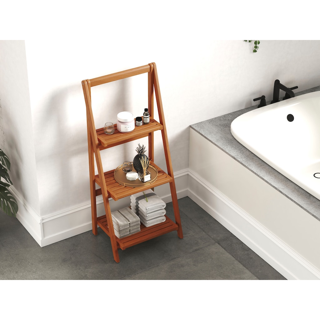 Destiny Ablageregal »SPA & LIVING«, Standregal mit 3 Ablagefächer, 46x34 x 34 x 103 cm Teak