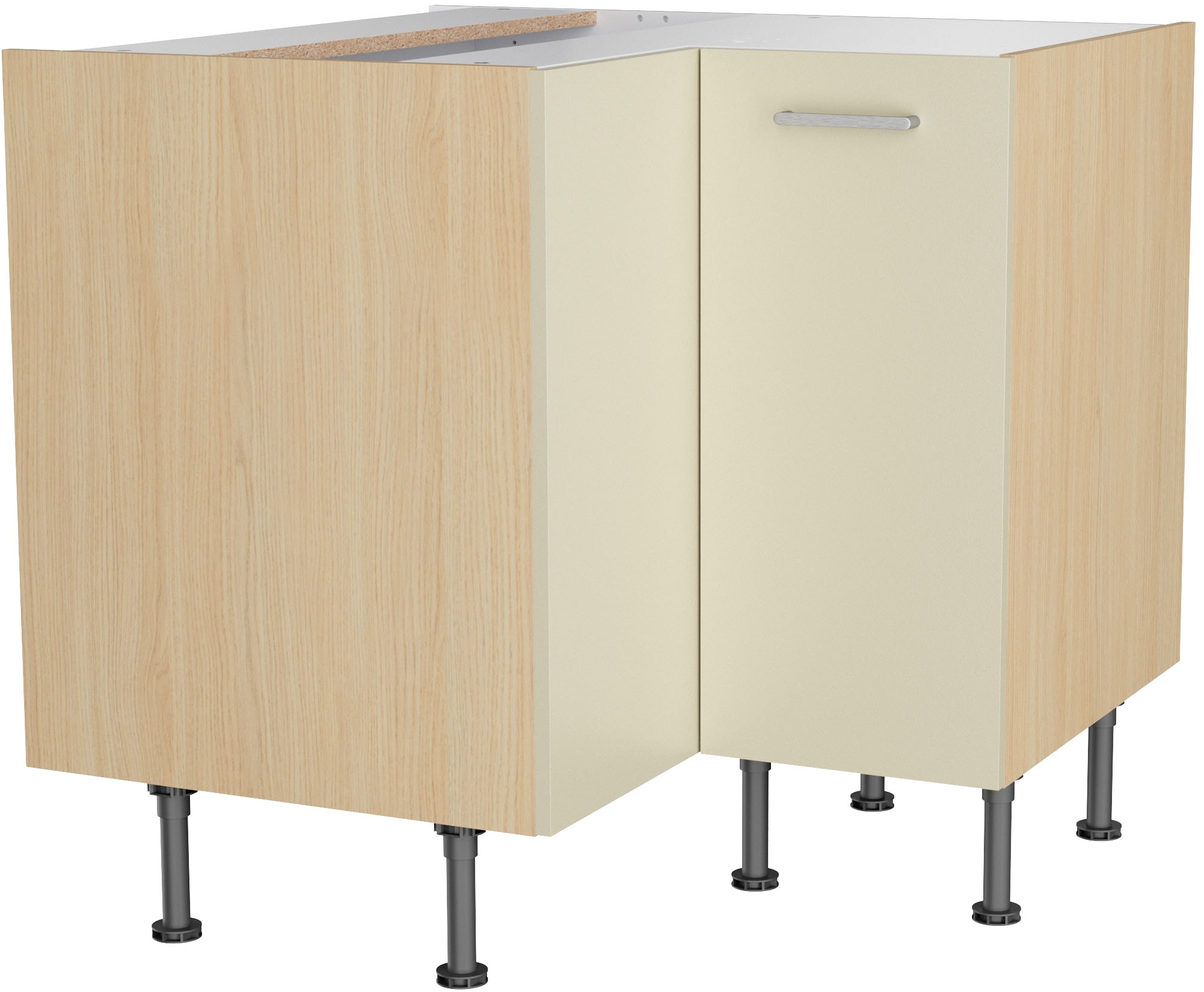 KOCHSTATION Eckunterschrank "KS-Lucy" Breite 90 x 90 cm, mit 2 Türen, Soft-Close, höhenverstellbare Füße