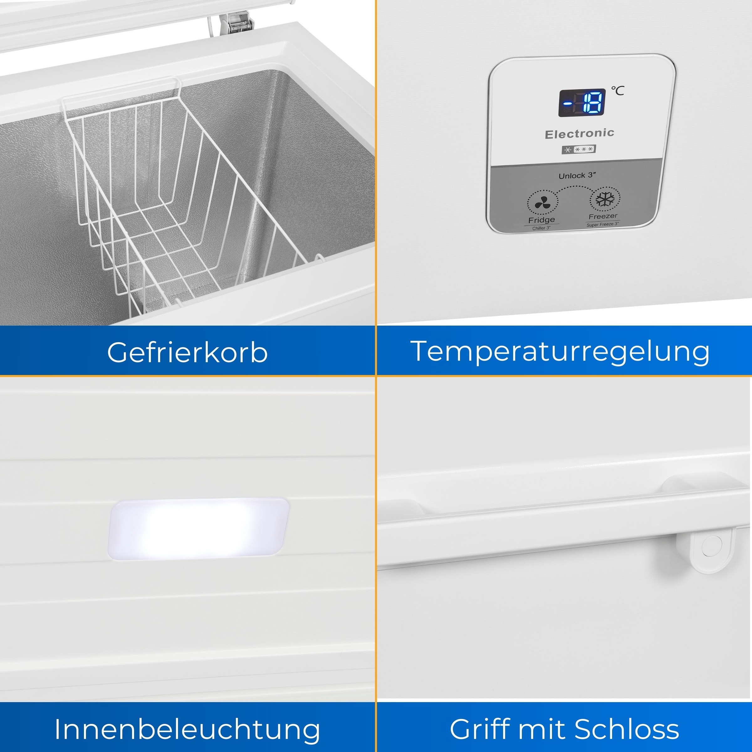 exquisit Gefriertruhe »GT200-HE-O11E weiss«, 85,3 cm hoch, 89,1 cm breit, mit Türschloss