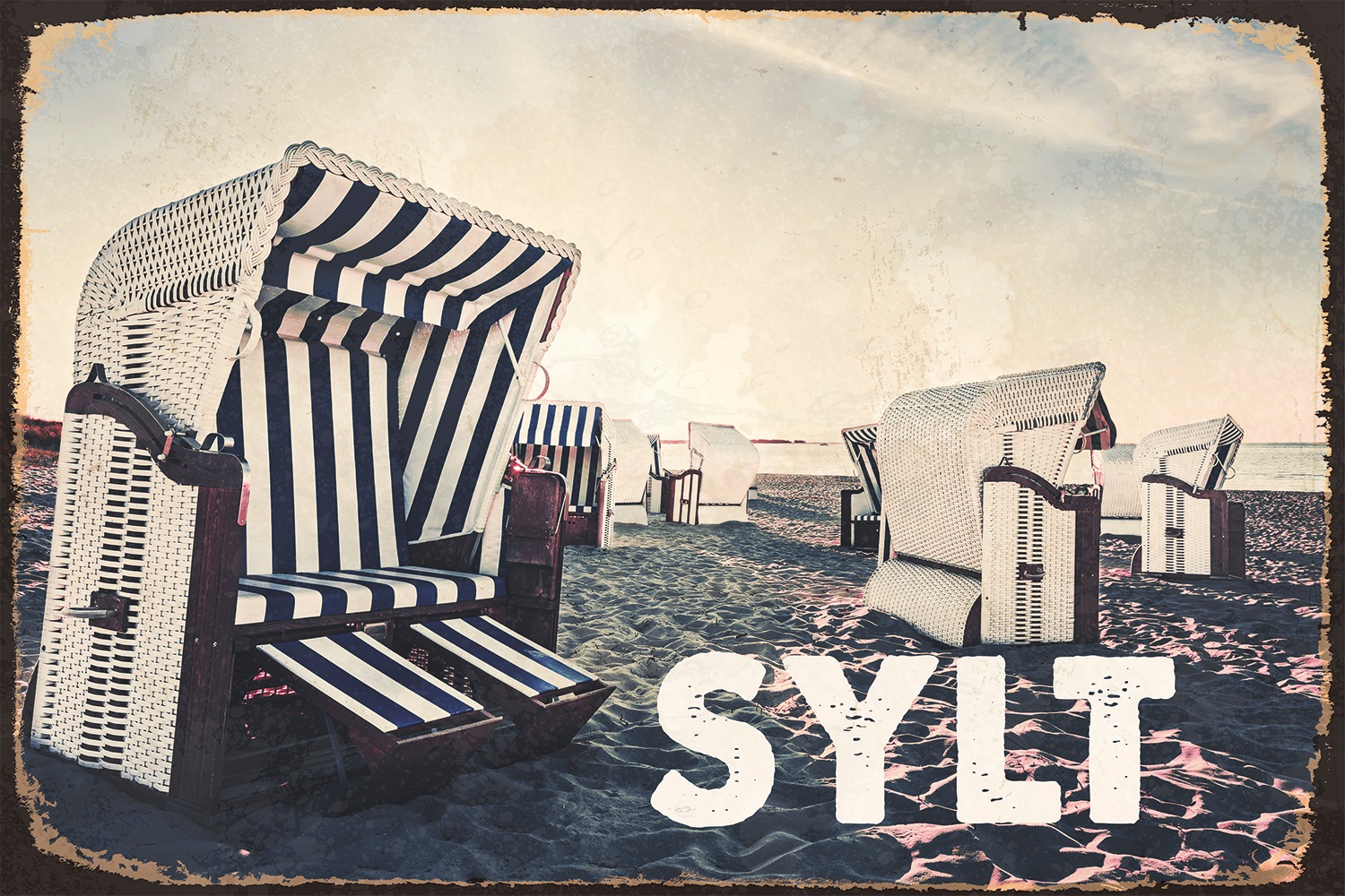 queence Metallbild "Sylt vibe" Meer  Schriftzug  Schriftzüge  Strand 1 Stk. günstig online kaufen