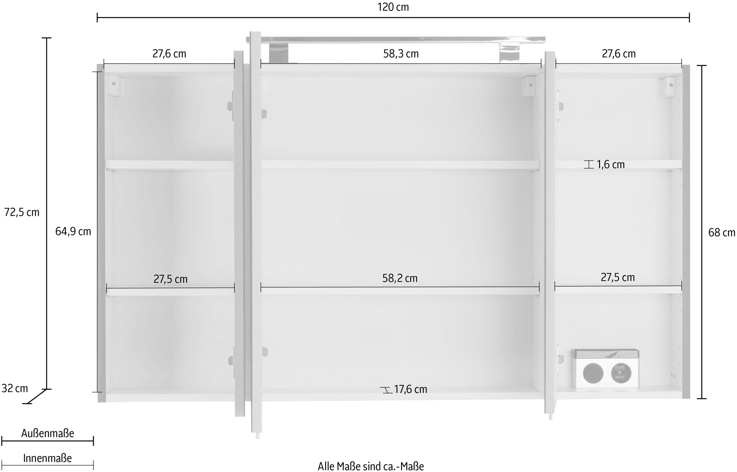 OPTIFIT Spiegelschrank »Mino«, Breite 120 cm
