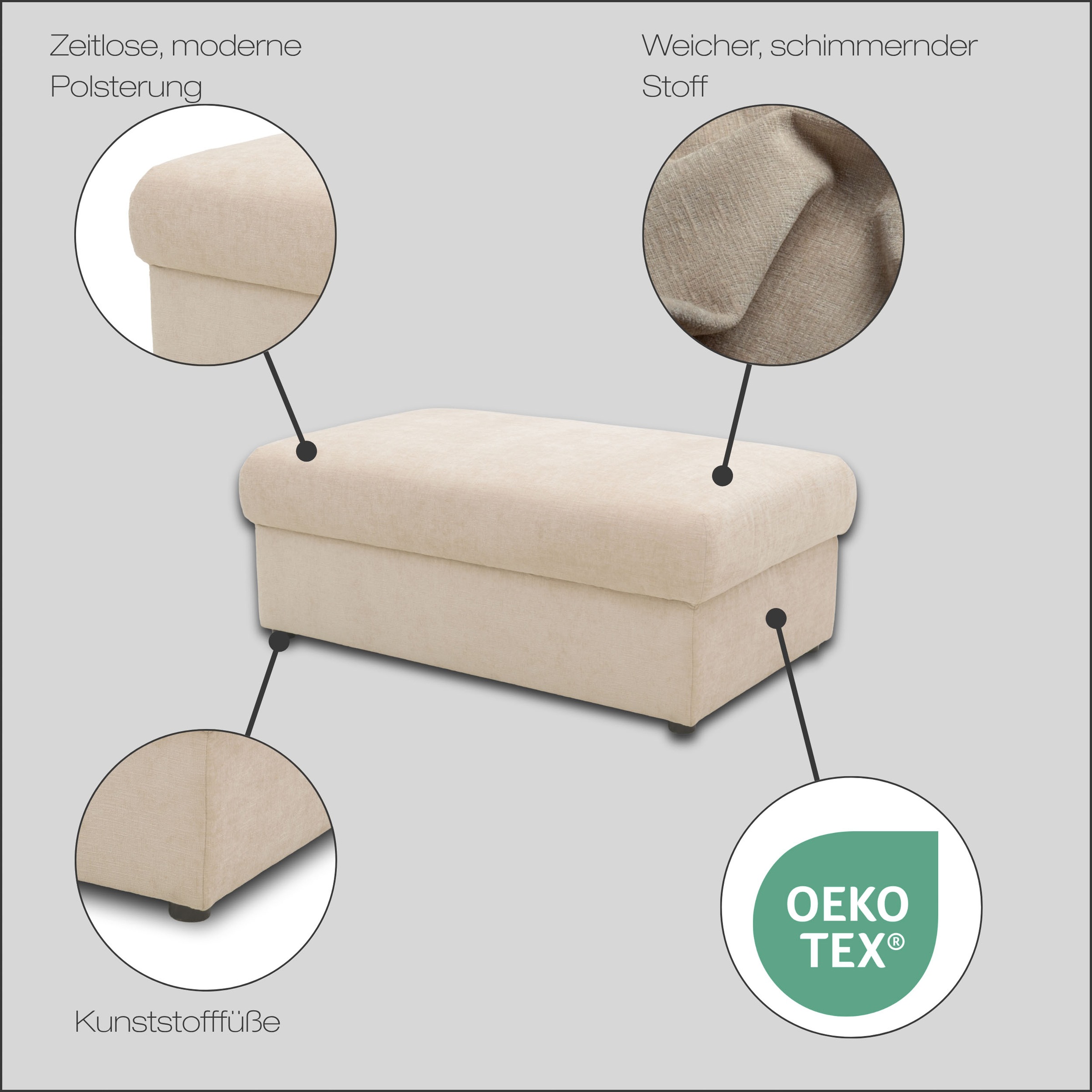 Thumbnail - DOMO collection Hocker "Dundee, passende Ergänzung zum Mega-Sofa" pflegeleichter, edler Strukturstoff in Chenille-Optik