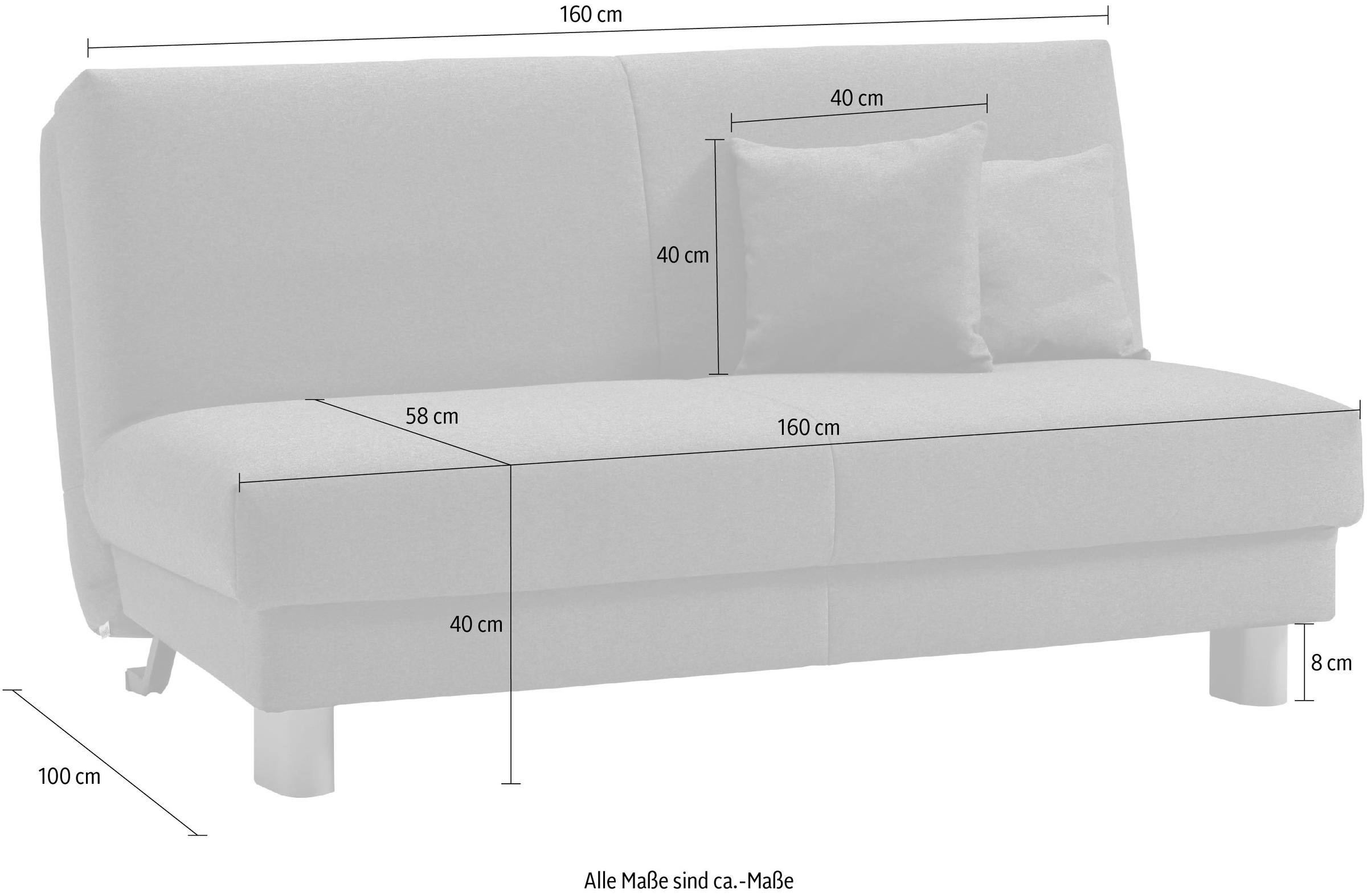 ell + ell Schlafsofa »Enny«, Liegefläche Breite 155 cm, Liegehöhe 40 cm, Füße schwarz, Rückenlehne