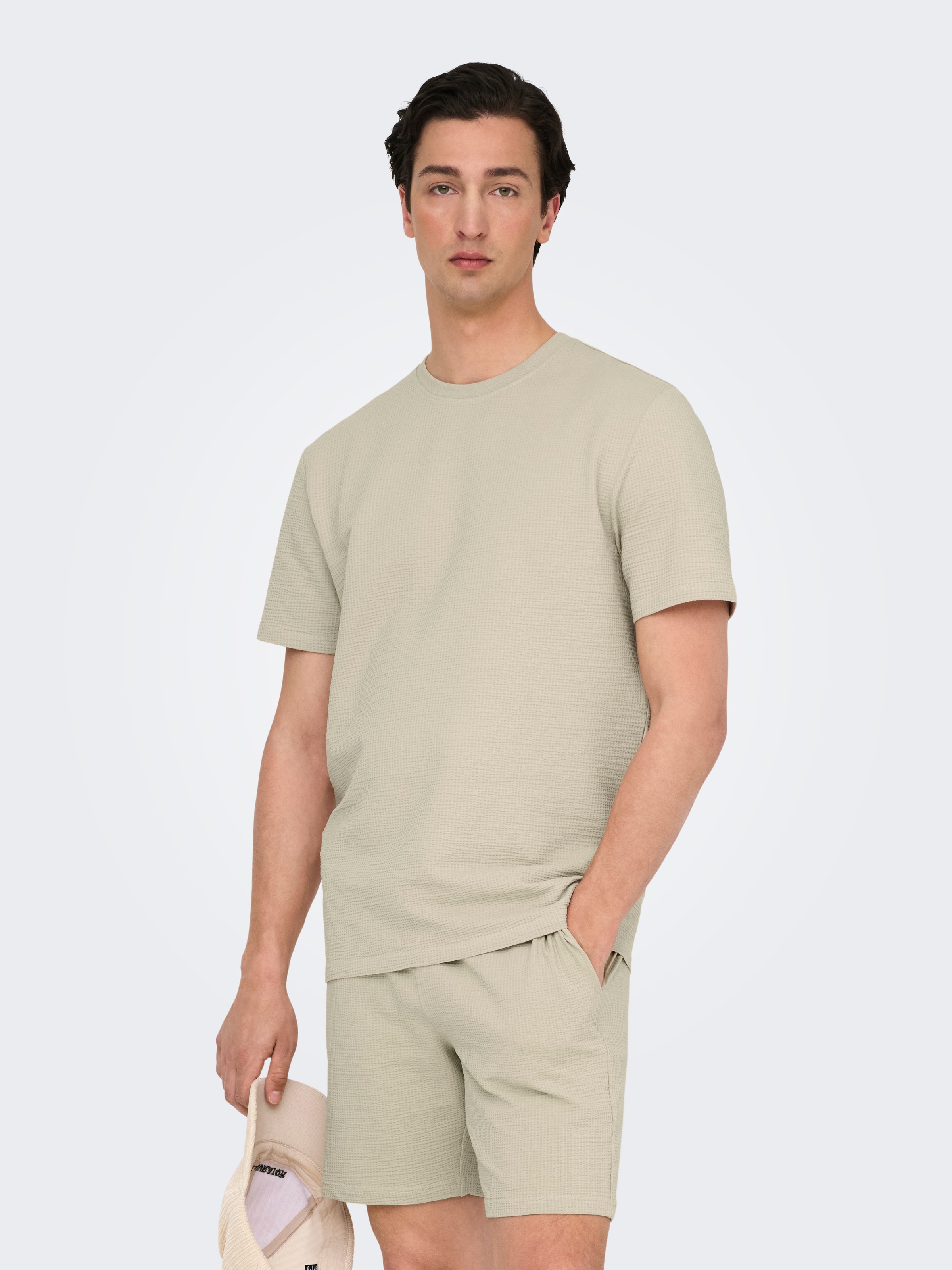 ONLY & SONS Rundhalsshirt "ONSKIAN LIFE REG SEERSUCKER SS TEE NOOS" günstig online kaufen