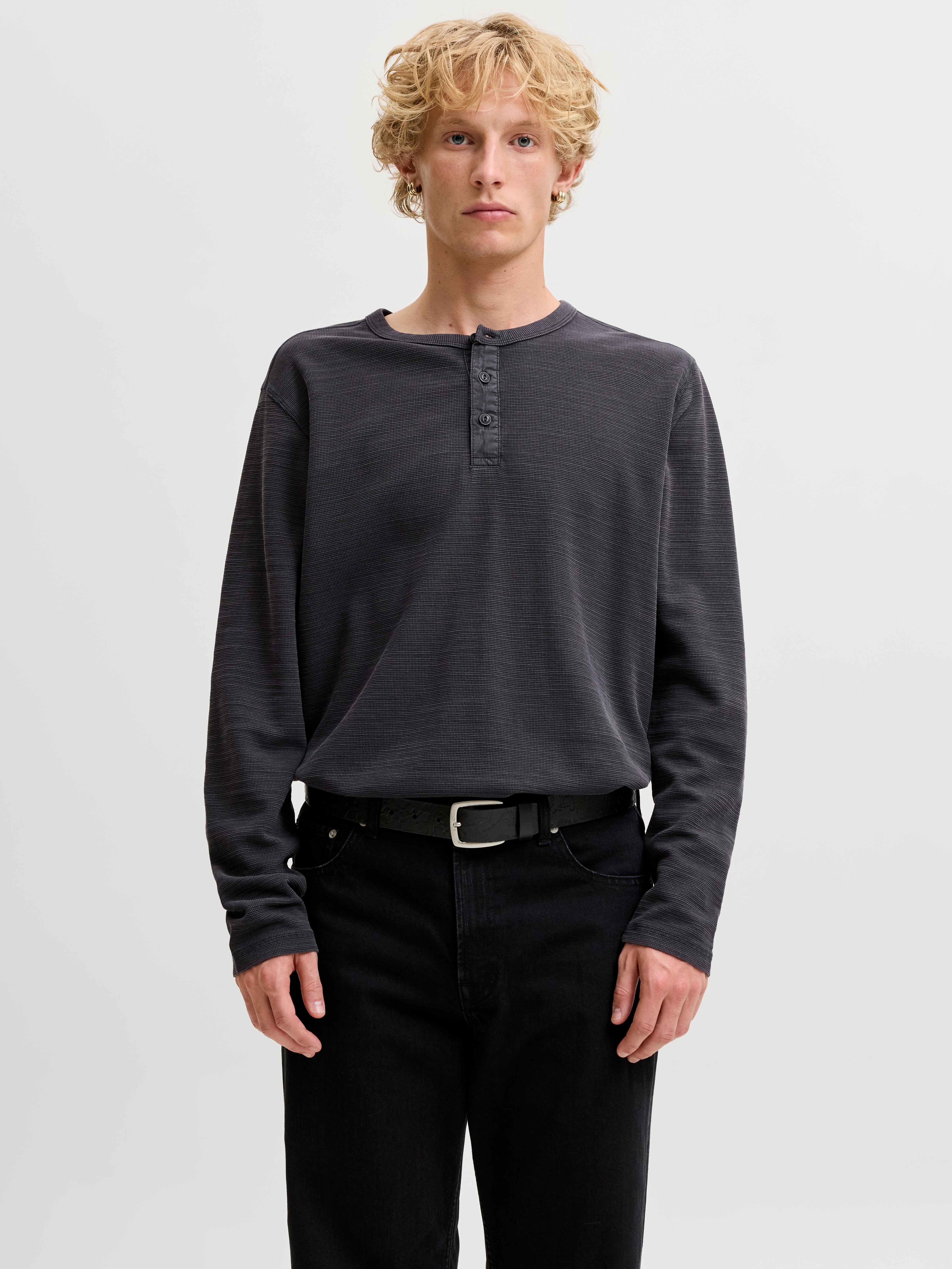Jack & Jones Langarmshirt "JPRBLUAARON LS HENLEY TEE" Baumwollmischung