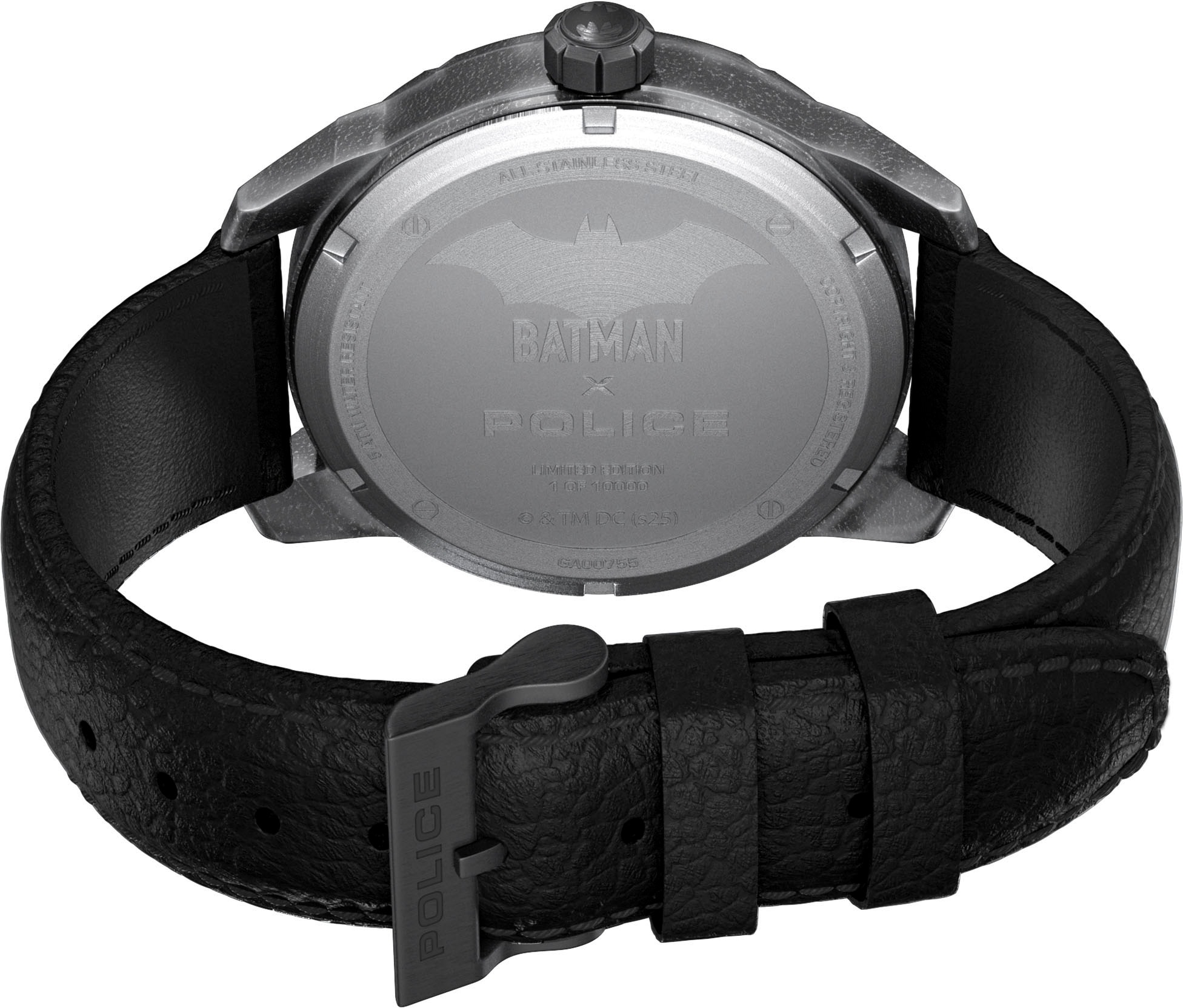 Police Quarzuhr »BATMAN THE BAT«, Armbanduhr, Herrenuhr, Lederarmband, analog