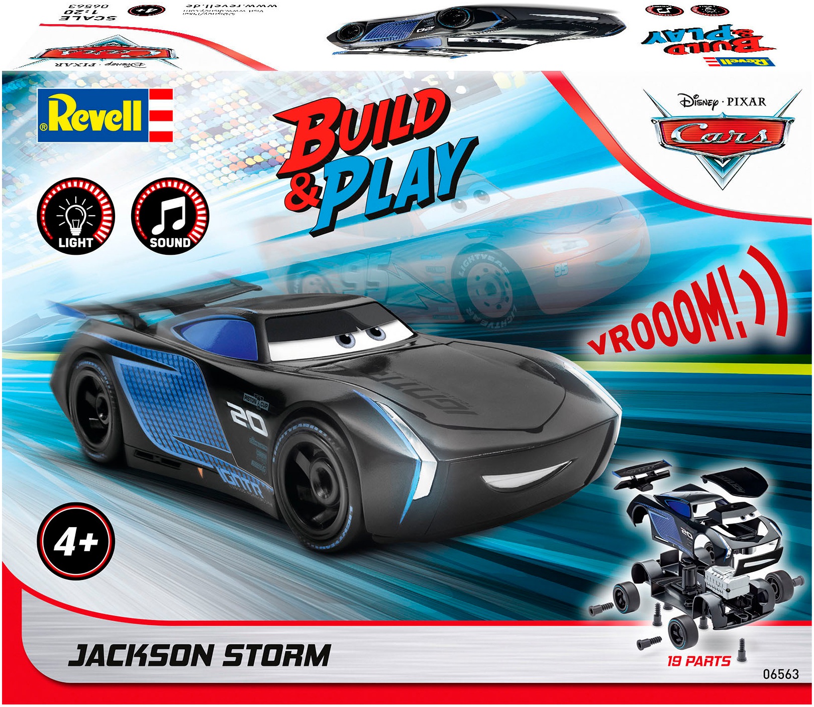 Revell® Modellbausatz »Build&Play, Disney Pixar CARS Jackson Storm«, mit Licht & Sound