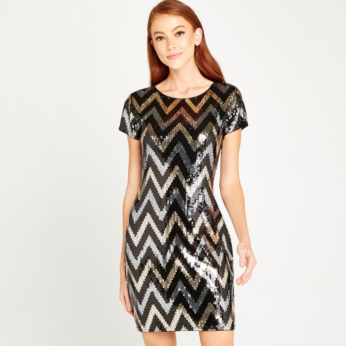 Apricot Partykleid »Chevron Dress« mit Pailletten