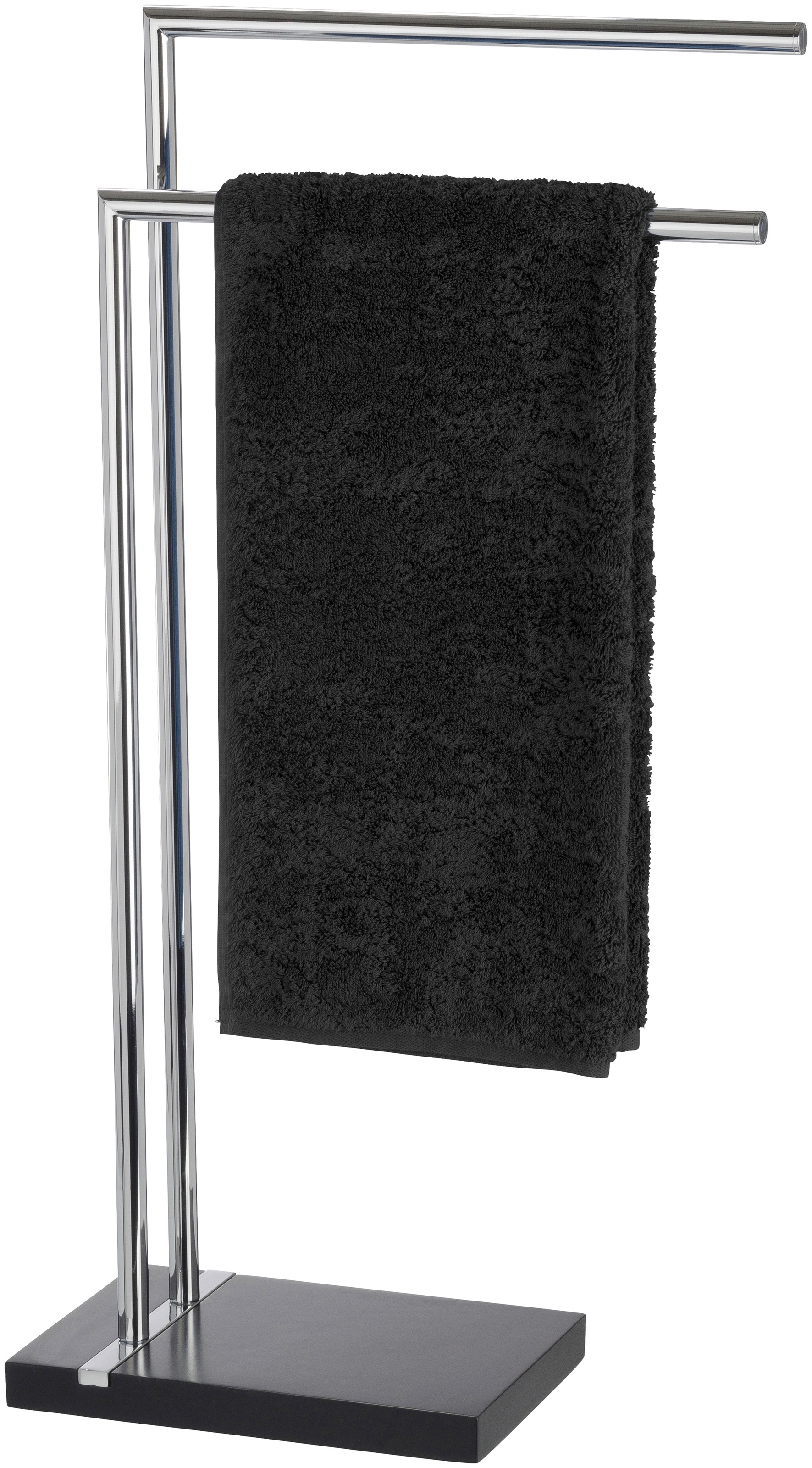 WENKO Handtuchständer "Noble Black" aus Edelstahl, 2 Handtuchstangen, schwe günstig online kaufen