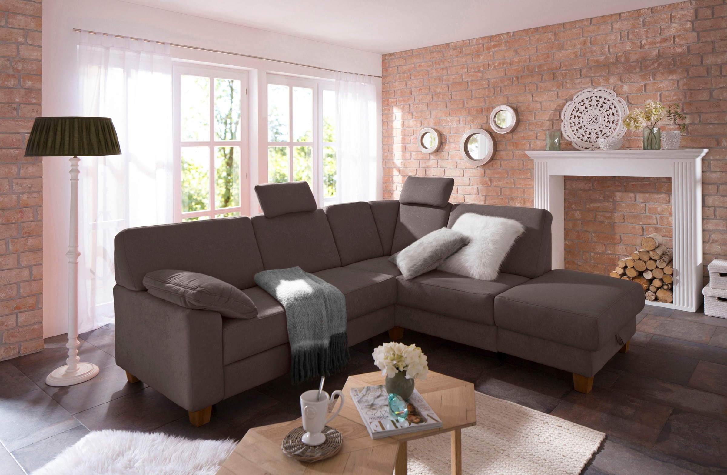 Home affaire Ecksofa »Belfort L-Form«, mit Federkern, wahlweise mit Bettfunktion und Stauraum