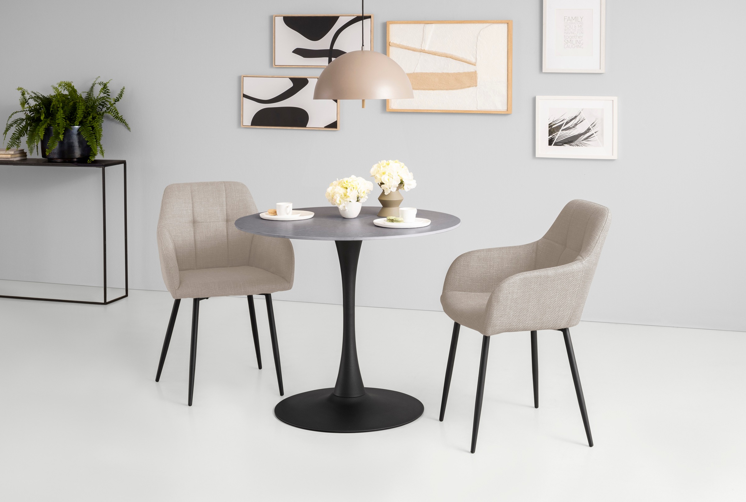 HELA Essgruppe "MOSEL" 3 Stk. tlg. Tisch 90x75 cm, Platte rund, gesinterter günstig online kaufen